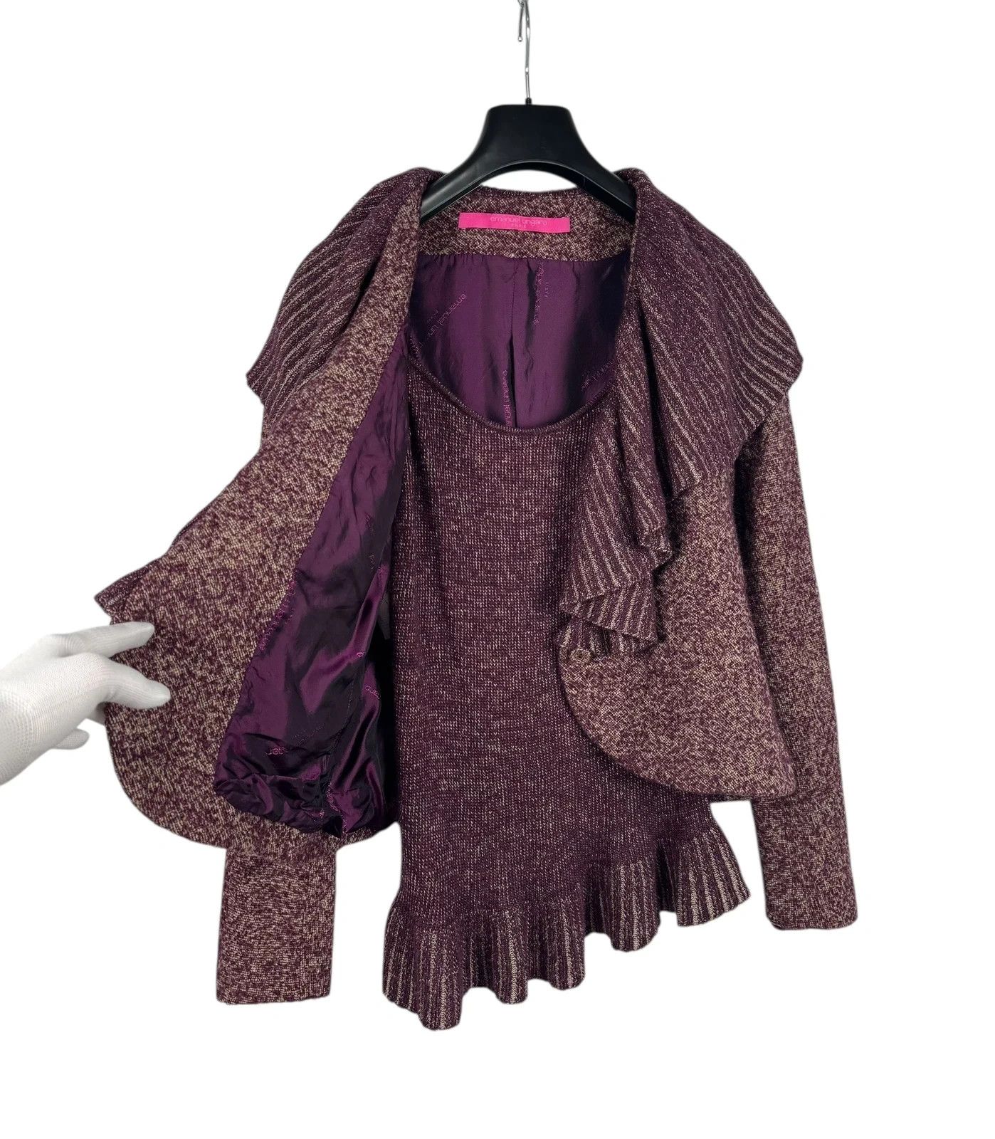 Ungaro Paris Emanuel Ungaro Blazer + Top Wool Pleated Set size L Size L / US 10 / IT 46 - 12 Thumbnail