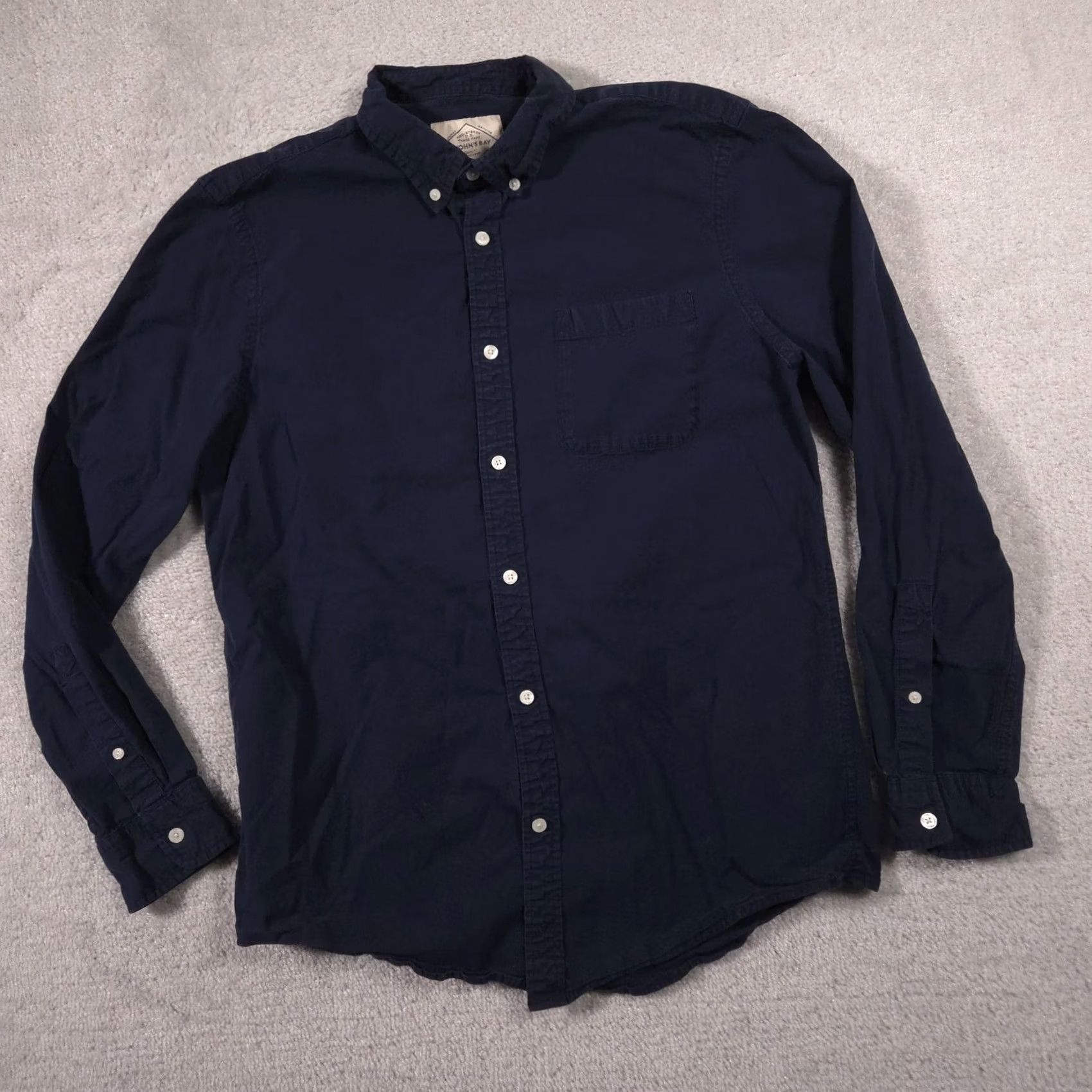 Vintage St. John's Bay Shirt Mens L Blue Solid Stretch Button Front Long Sleeve Casual Size US L / EU 52-54 / 3 - 3 Thumbnail