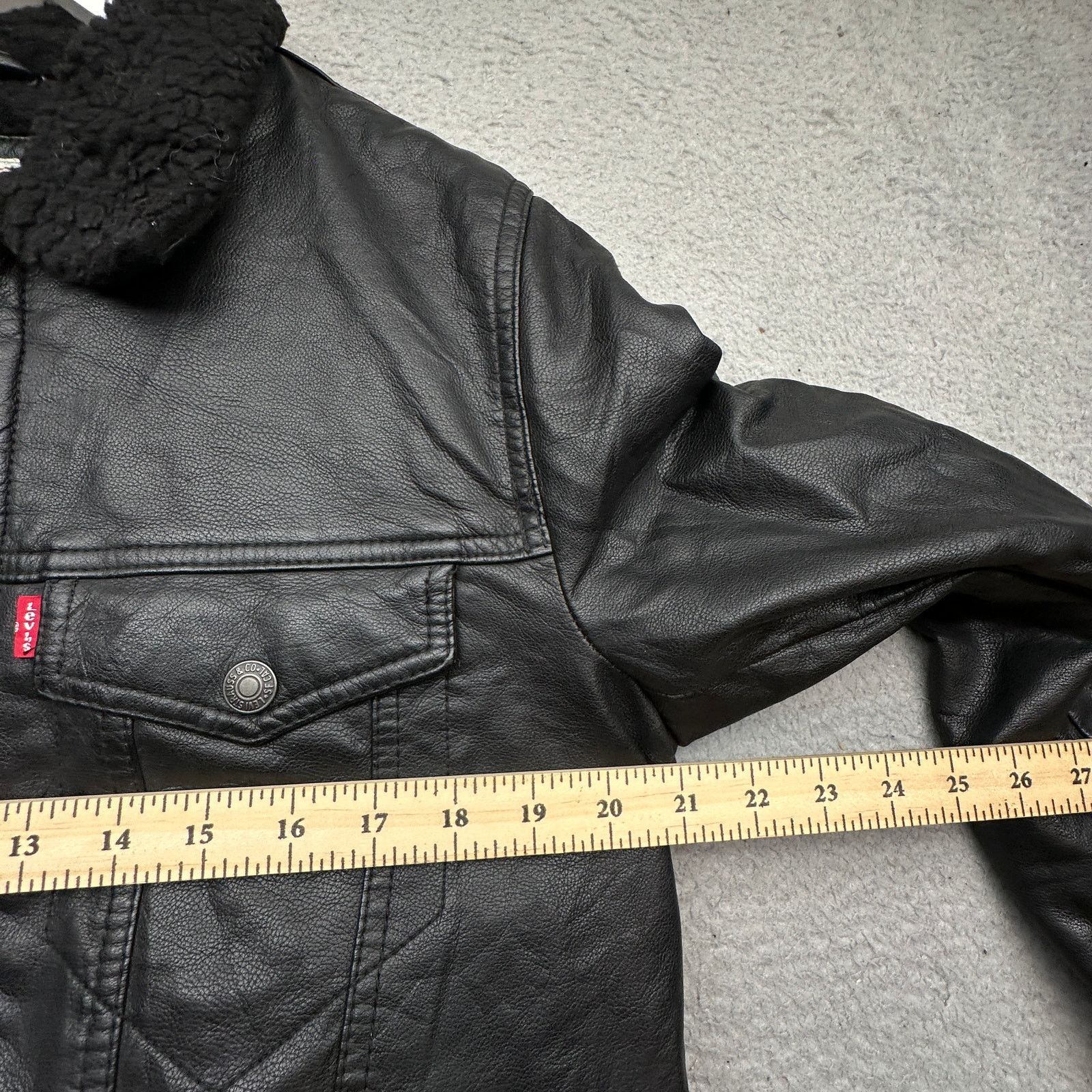 Levi's Levis Mens Faux Leather Sherpa Lined Trucker Jacket Small Size US S / EU 44-46 / 1 - 4 Thumbnail