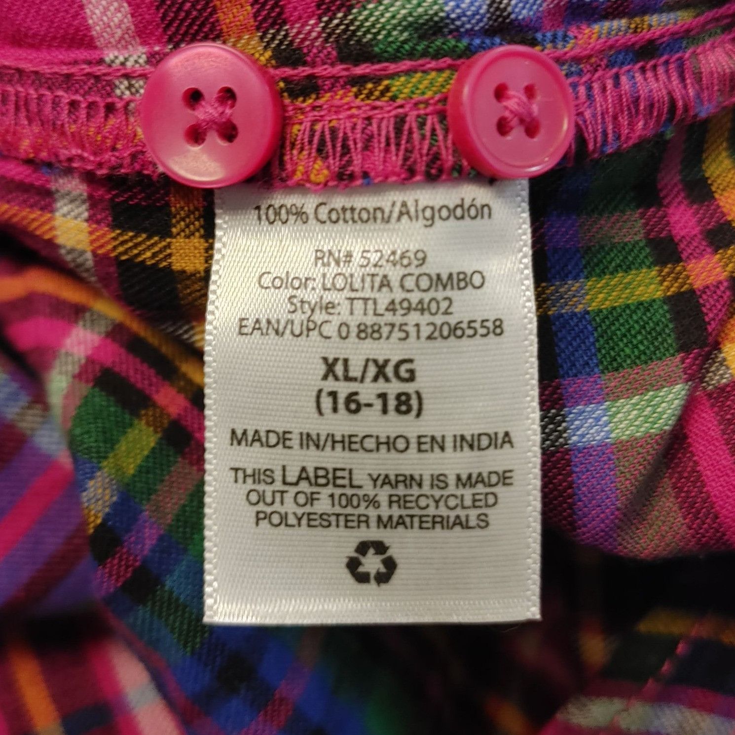Other Time & Tru Women's Red/Multi-Colored Plaid Button Dwn Long S Size XL / US 12-14 / IT 48-50 - 5 Thumbnail