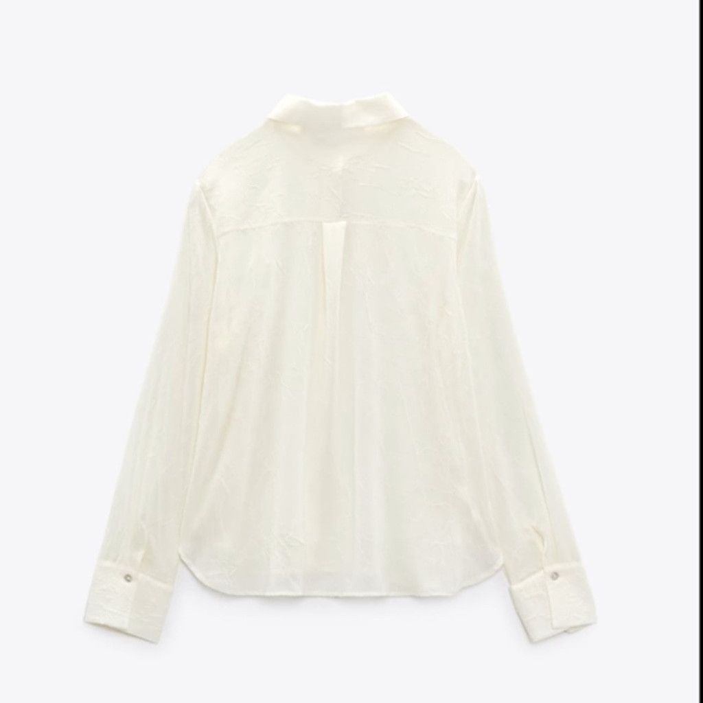 Zara 🤍 WRINKLED LOOK SHIRT Size L / US 10 / IT 46 - 3 Thumbnail