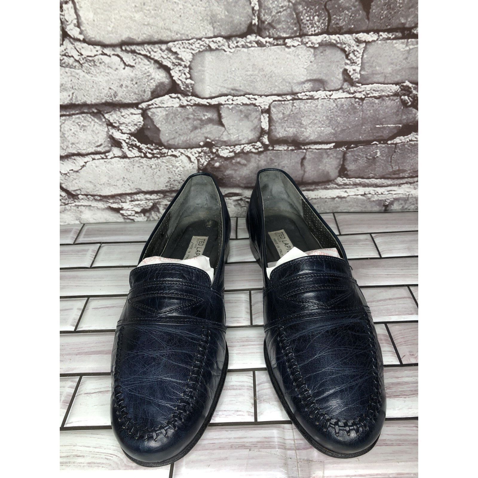 TED LAPIDUS TED LAPIDUS Boutique Paris Blue Leather Dress Penny Loafers Size US 7.5 / EU 40-41 - 12 Thumbnail