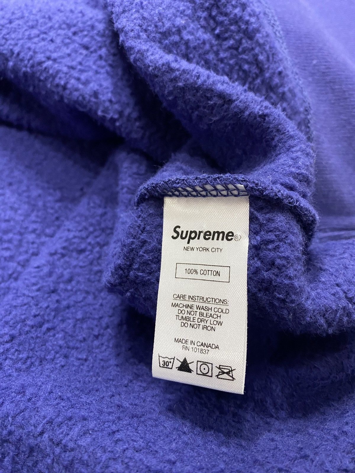 Supreme Supreme Don’t Care Hooded Sweatshirt Washed Navy (SS21) Size US L / EU 52-54 / 3 - 6 Thumbnail