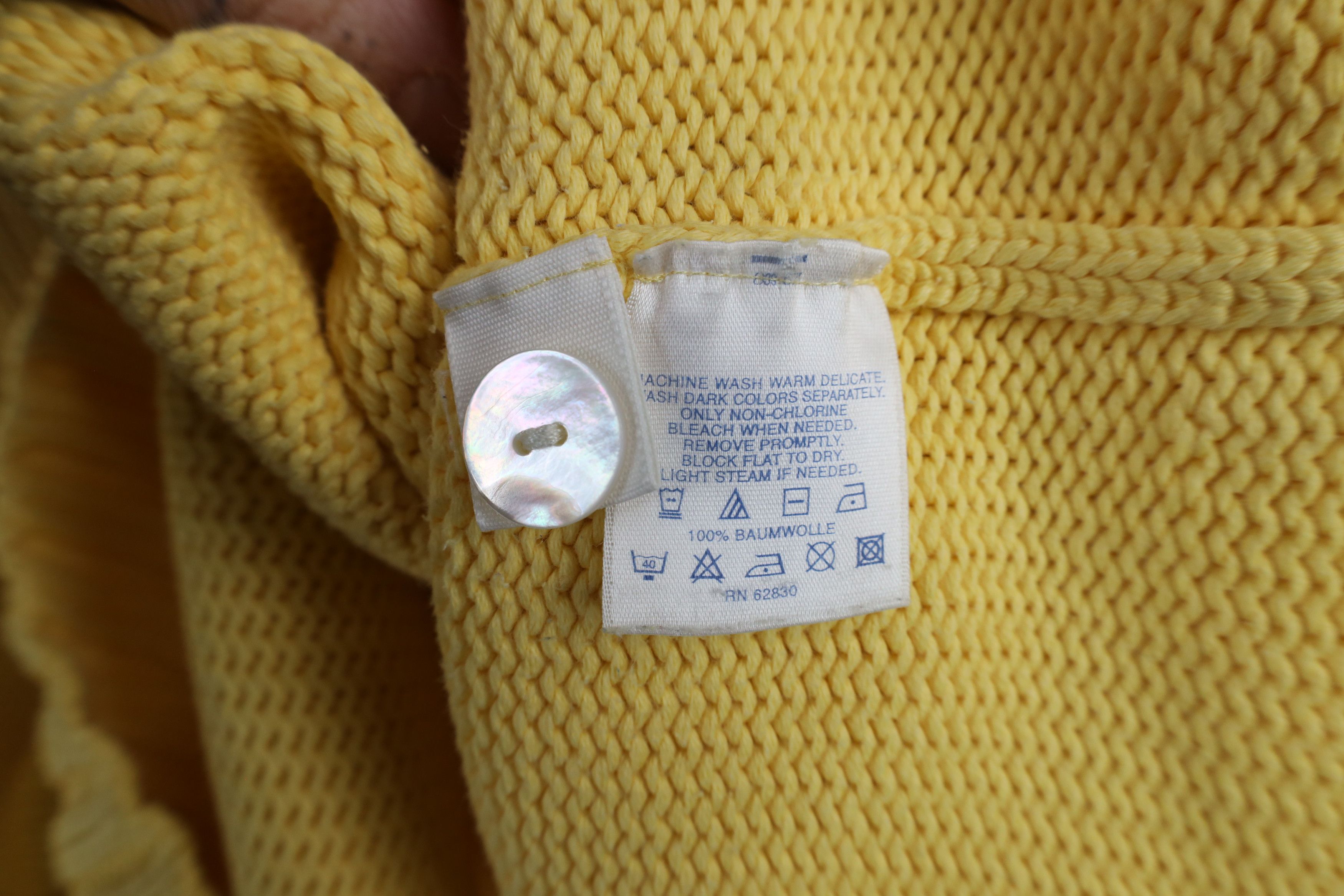 Lands' End × Vintage Vintage 90s Lands End Knit Cardigan Sweater Yellow Japan Size XL / US 12-14 / IT 48-50 - 10 Thumbnail