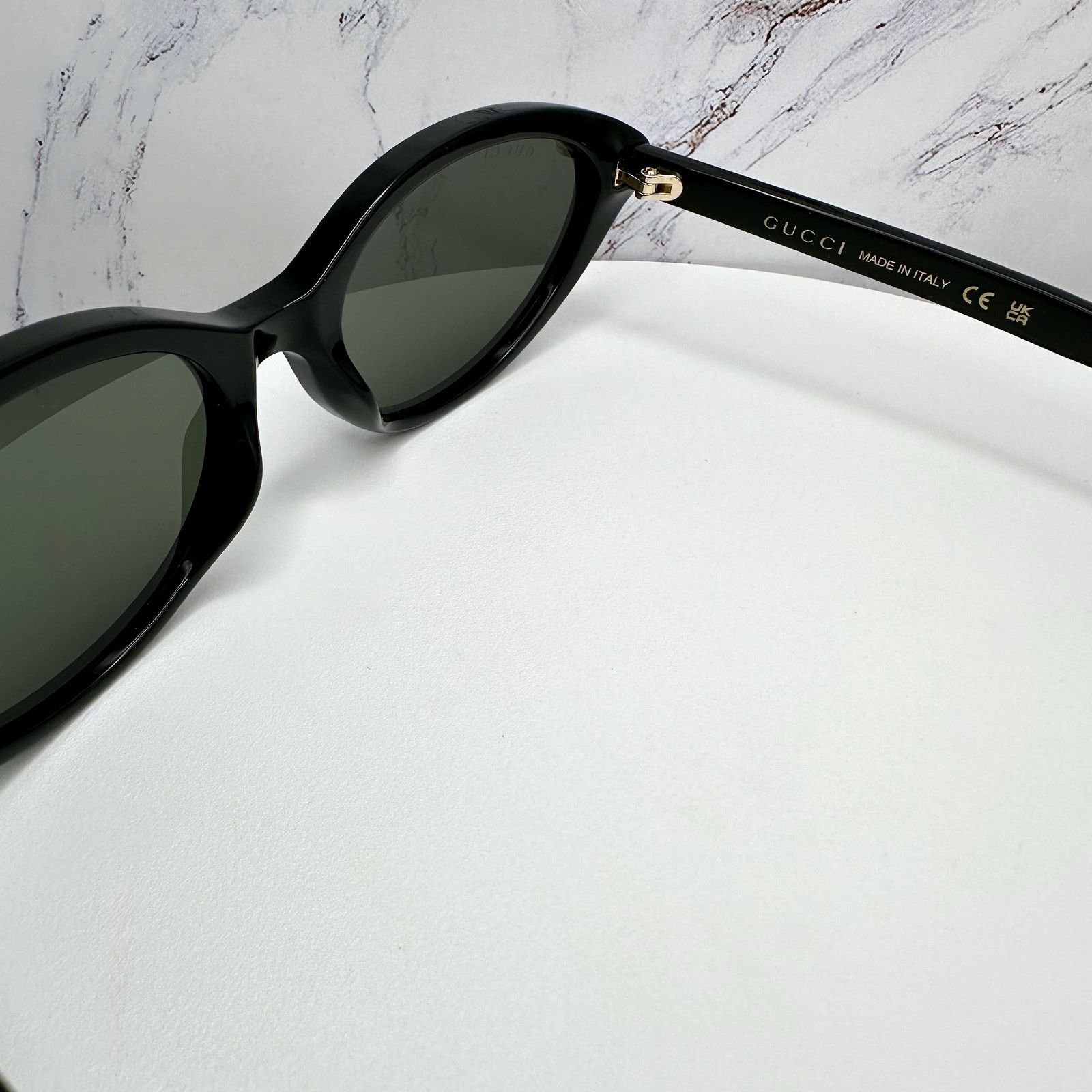 Gucci New GUCCI Sunglasses Black Cat Eye Gold Metal GG Logo Size ONE SIZE - 9 Thumbnail