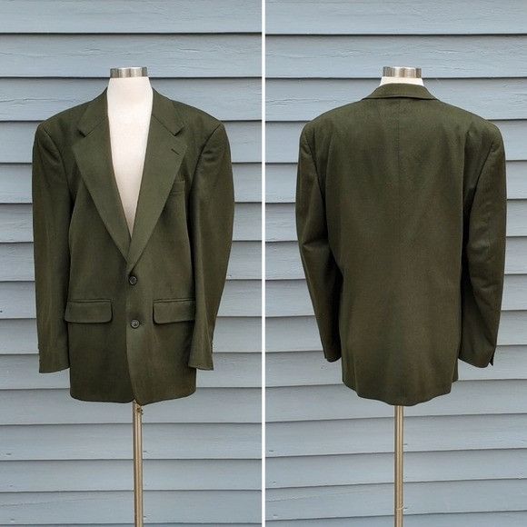 Vintage Vintage 70s Neiman Marcus Olive Green 100% Cashmere Blazer L Size 44R - 1 Thumbnail
