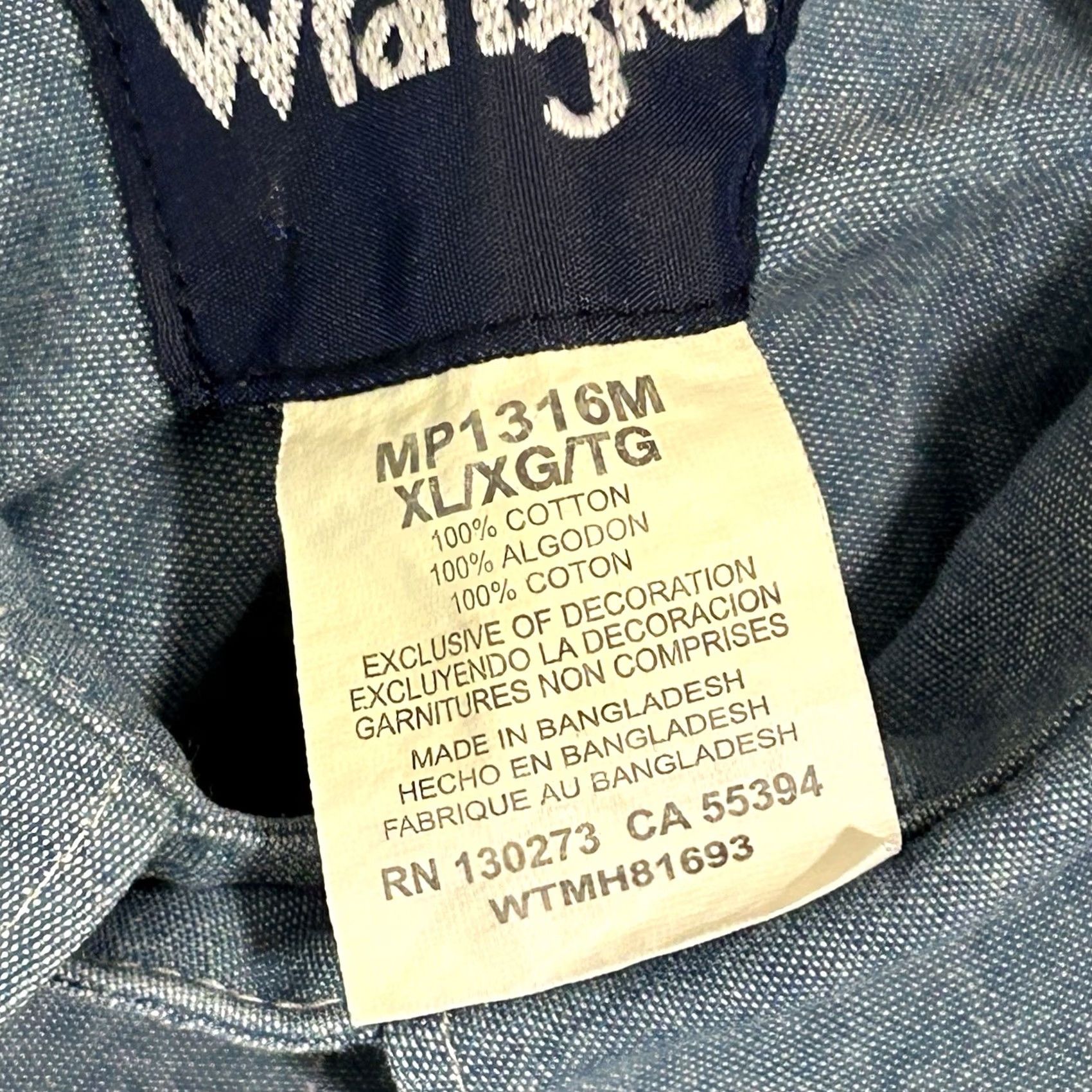 Wrangler Wrangler Western Snap Shirt Long Sleeve Distressed Men’s XL Logo Size US XL / EU 56 / 4 - 6 Thumbnail