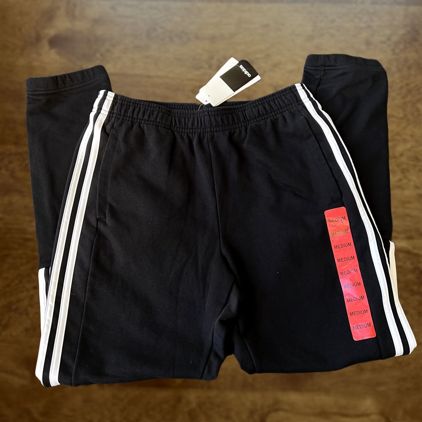 Adidas Adidas Mens Medium Black White 3-Stripes Jogger Fleece Pants GT9435 Size US 31 - 1 Thumbnail