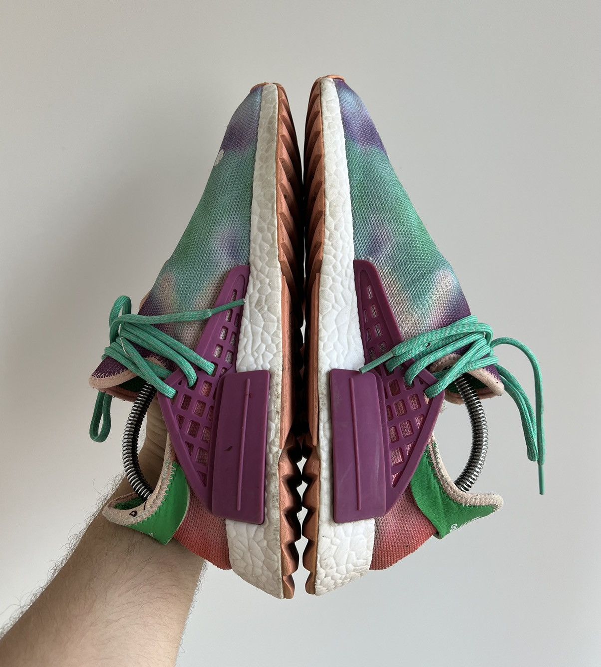 Adidas × Pharrell Pharrell Adidas NMD Human Race Trail Holi Festival Sneakers Size US 12 / EU 45 - 7 Thumbnail