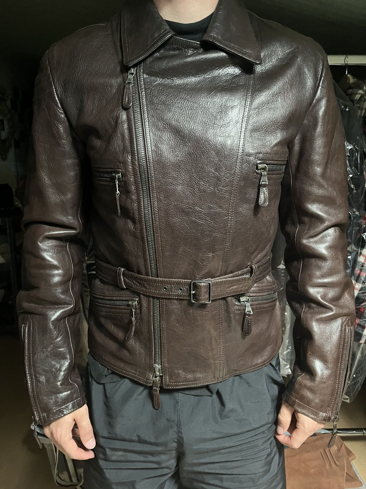 Jil Sander Jil Sander by Raf Simons brown leather jacket rare Size US M / EU 48-50 / 2 - 18 Thumbnail