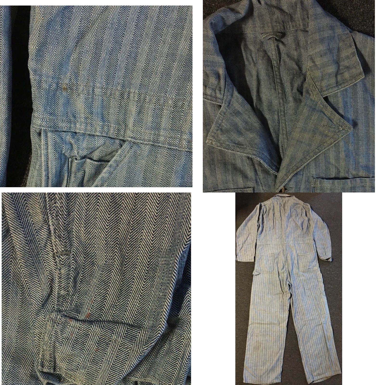Vintage Vtg 60s Montgomery Ward Faded Distress Herringbone Coveralls 41 USA Biker 50s Size US 41 - 8 Thumbnail