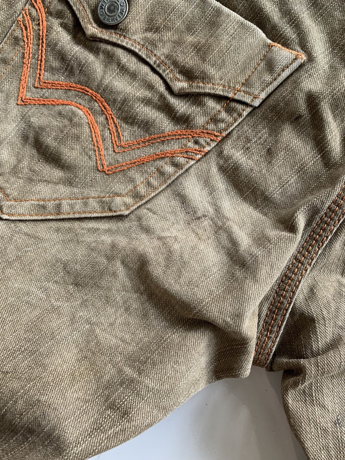 Edwin FLARE EDWIN XV BUCKLE BACK RUSTY JAPANESE DISTRESSED DENIM Size US 33 - 23 Thumbnail