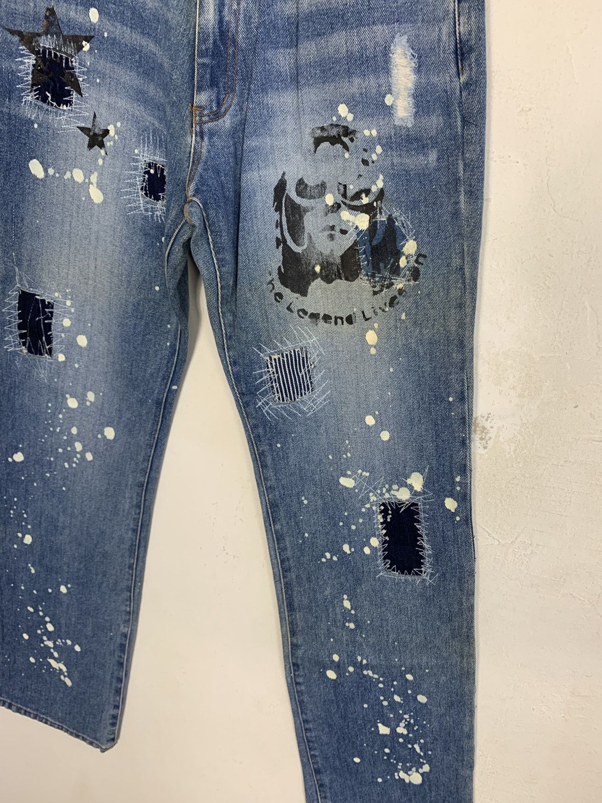 Japanese Brand Kurt Cobain Paint Splash Printed Jtu Classic Denim Jeans Size US 28 / EU 44 - 5 Thumbnail