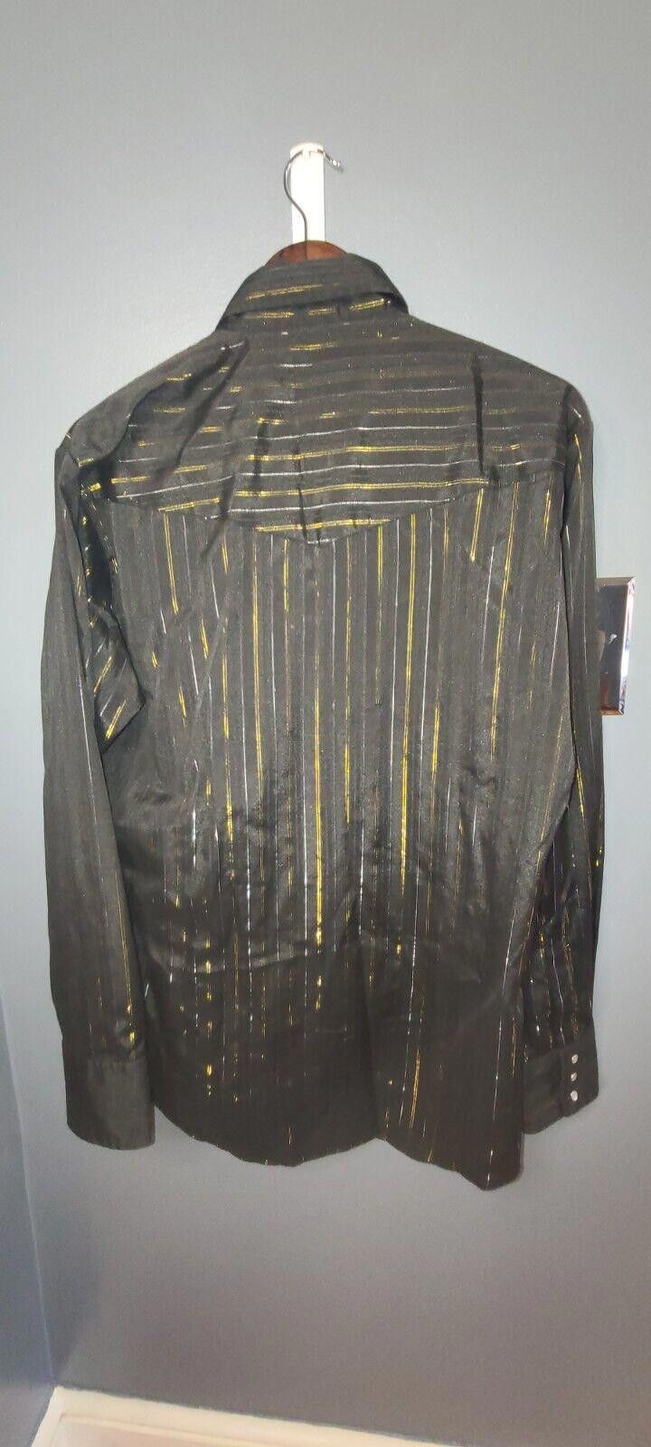 Designer ELY CATTLEMAN MENS Size 16-35 Black Gold Stripes Western Size US M / EU 48-50 / 2 - 8 Thumbnail
