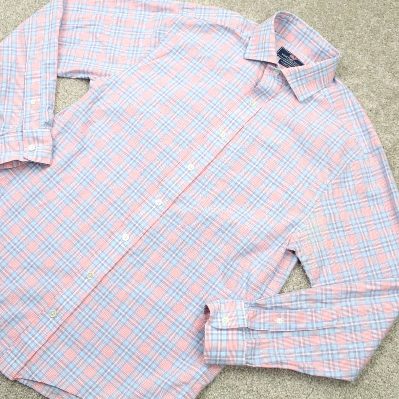 Vineyard Vines Vineyard Vines Cooper Shirt Mens Small Pink/Blue 100% Cotton Long Sleeve Button-Up Shirt Size US S / EU 44-46 / 1 - 3 Thumbnail