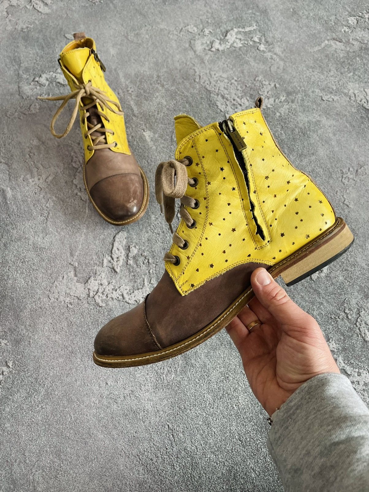 Vintage 90's Leather Zip Vero Cuoio Avant Garde Cowboy Boots