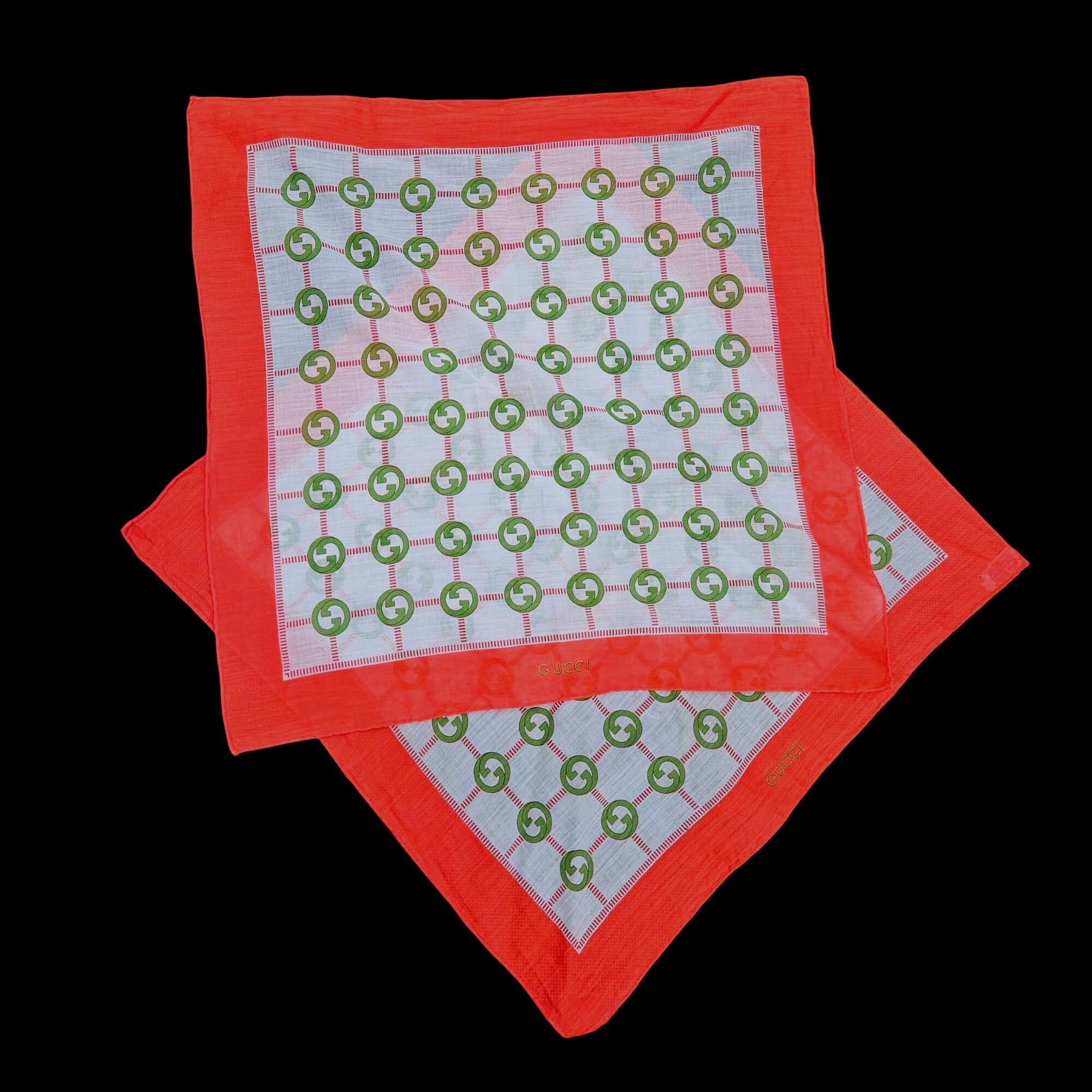 Gucci Vintage Gucci GG Monogram Cotton Handkerchief Scarf Set 2 Size ONE SIZE - 1 Thumbnail