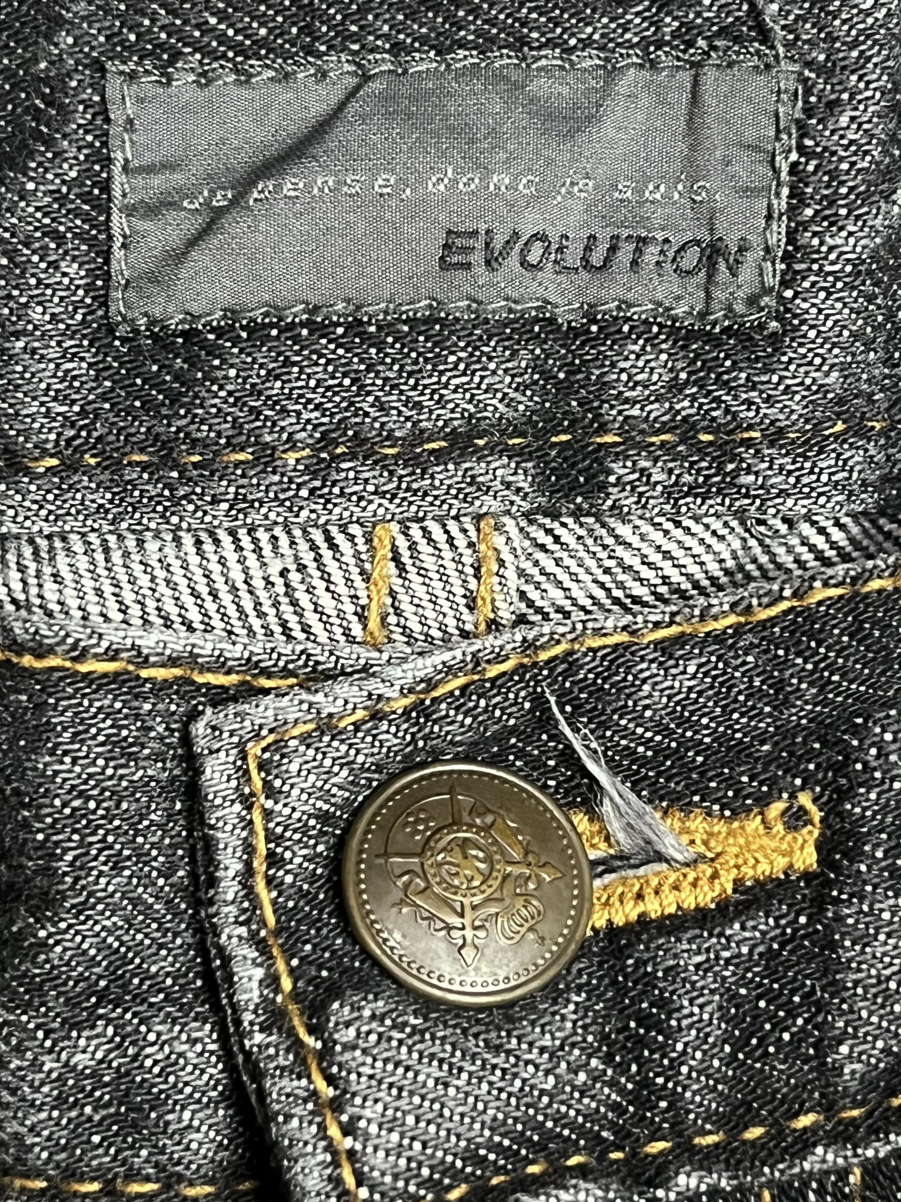 If Six Was Nine 🔥EVOLUTION Retro Punk Poems Multipocket Flare Denim Jeans Size US 31 - 16 Thumbnail