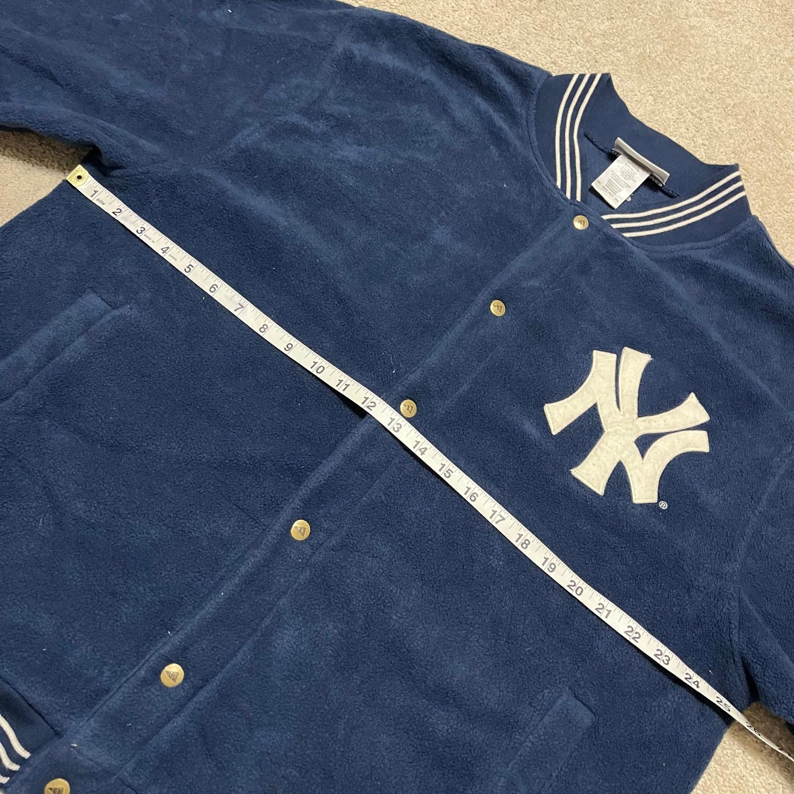 Adidas Vintage Adidas New York Yankees Navy Letterman Style Jacket Size US XL / EU 56 / 4 - 7 Thumbnail
