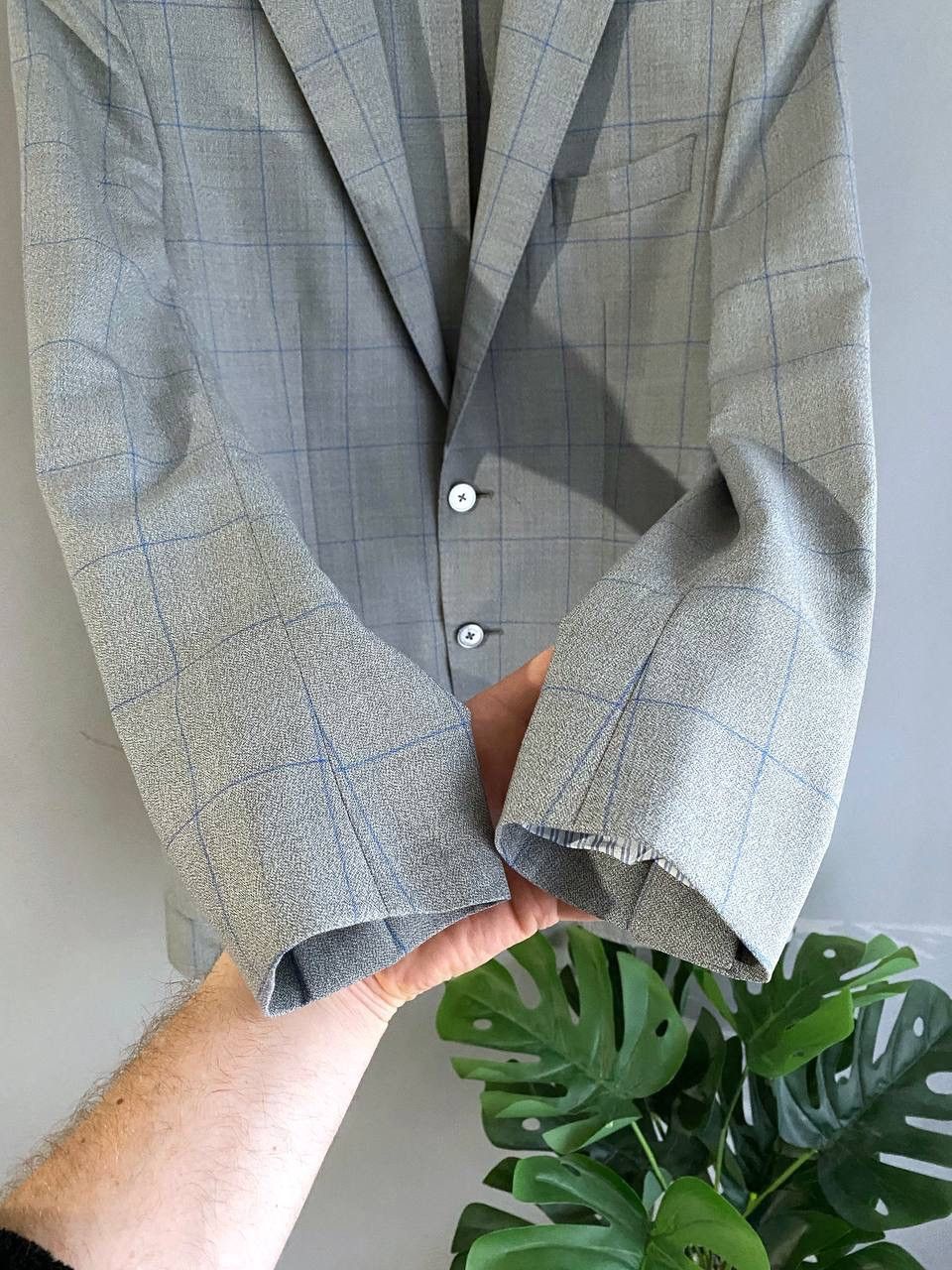 Boggi Boggi Milano 120's Wool Gray/Blue Сhecked Men's Blazer, 46R Size 46R - 7 Thumbnail