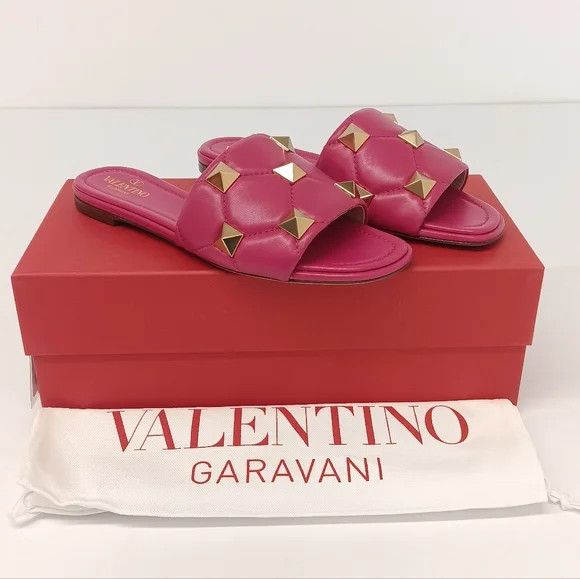 Valentino Valentino Roman Stud Quilted Leather Slides - EU37.5/US7.5 Size US 7.5 / IT 37.5 - 1 Thumbnail