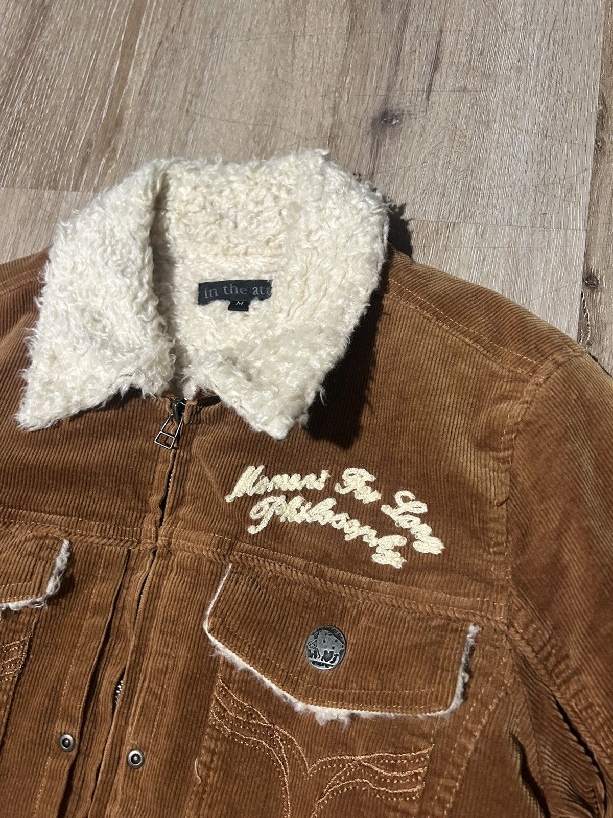 In The Attic Japanese Brand Corduroy Embroidered Faux Fur Jacket Size US S / EU 44-46 / 1 - 2 Thumbnail