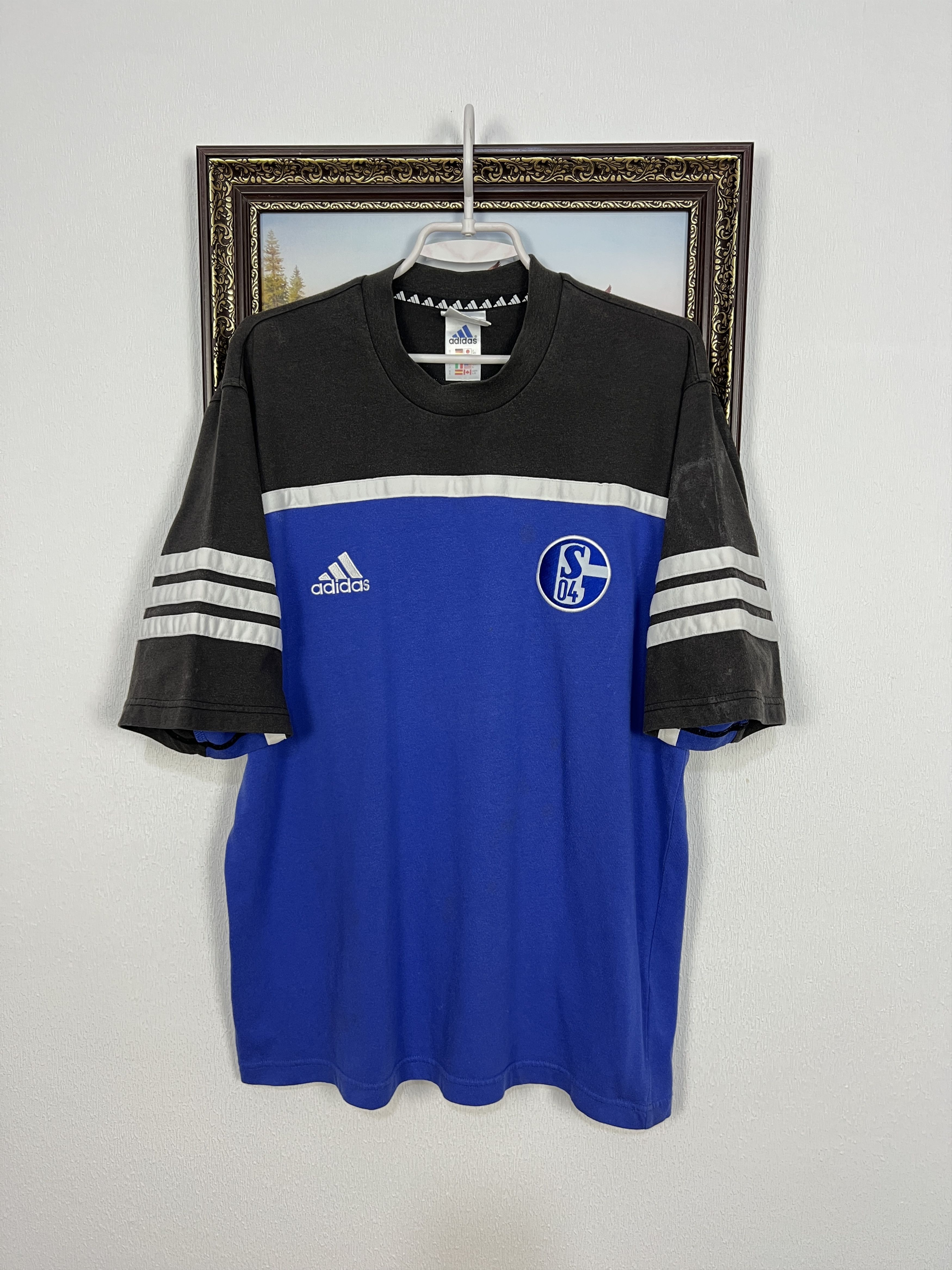 Adidas Vintage 90's Adidas FC Schalke 04 Football Train Shirt Size US L / EU 52-54 / 3 - 1 Thumbnail