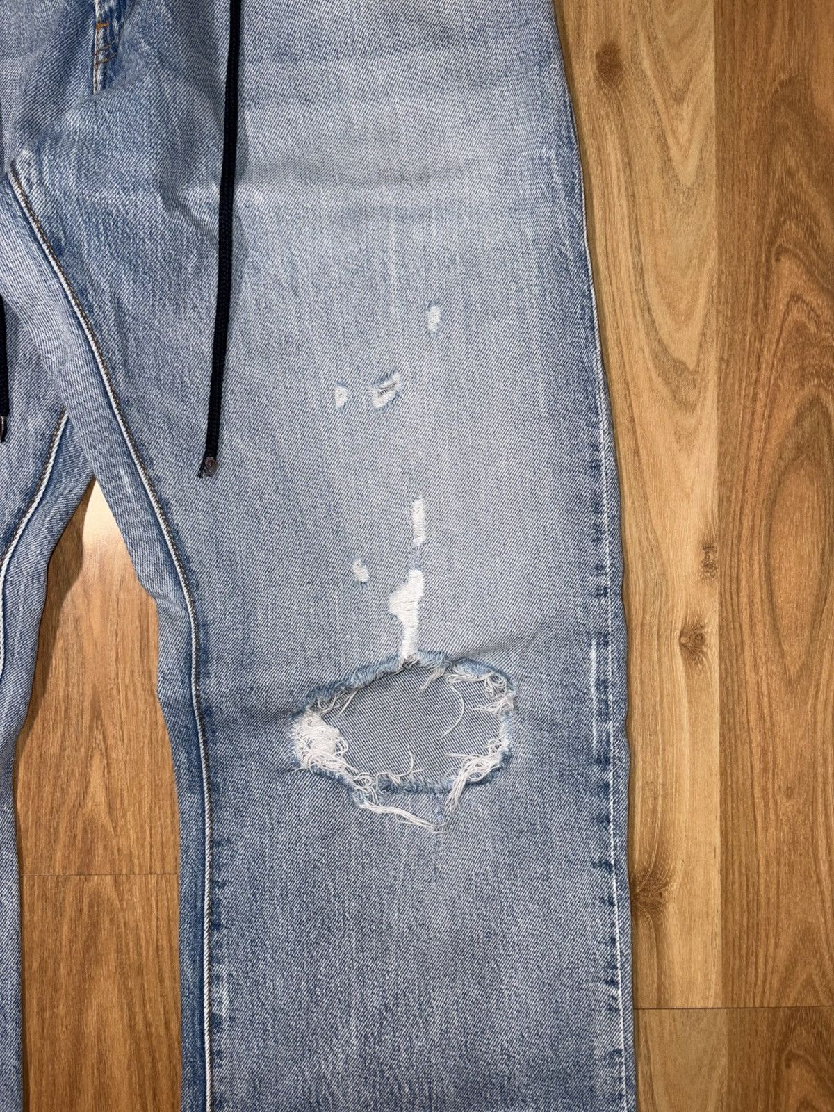 Levi's Levi's Distressed Straight Jeans Built-in Drawstring 32x32 Size US 32 / EU 48 - 5 Thumbnail