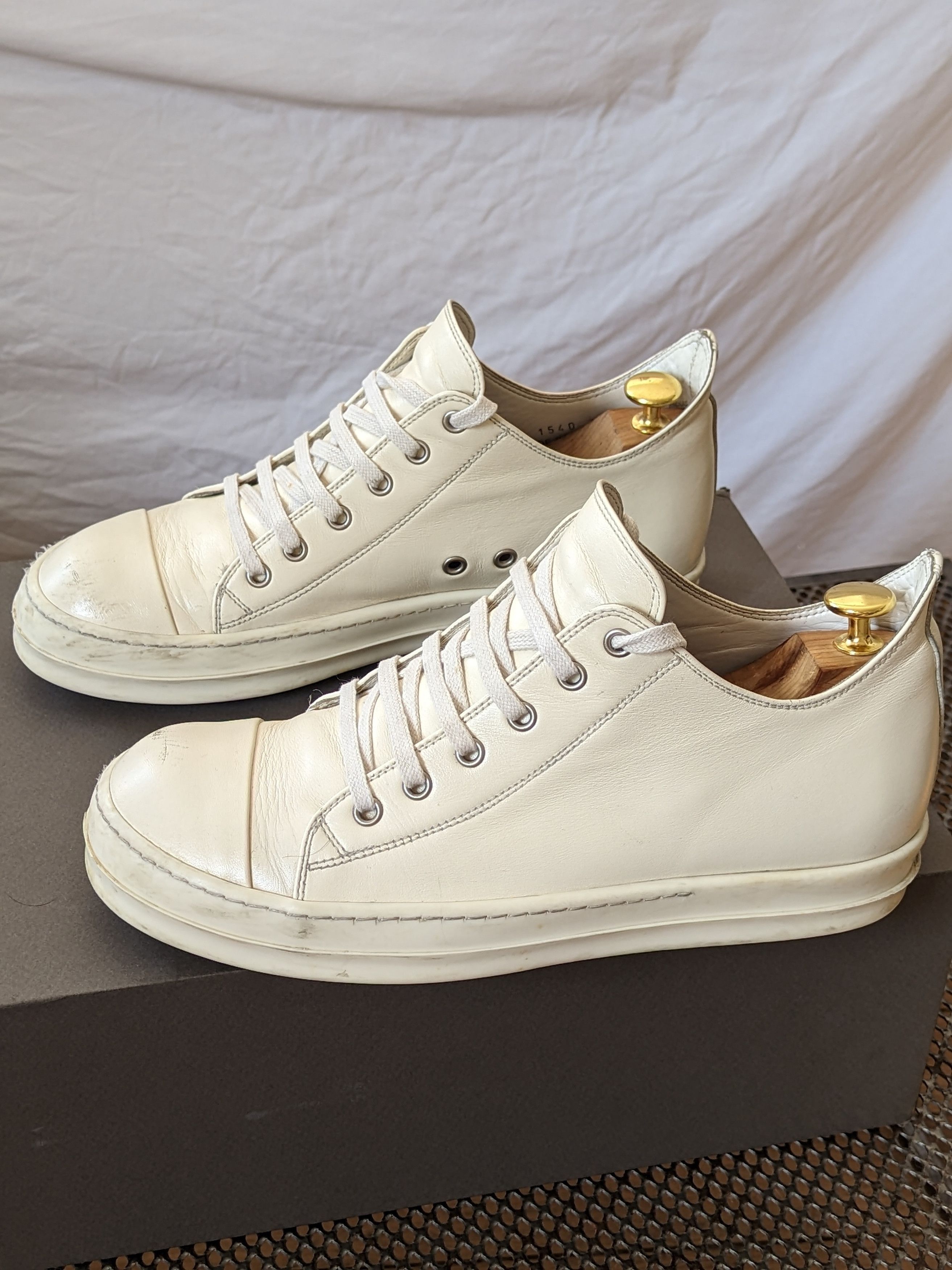 Rick Owens Rick Owens Mainline Ramones Low – Cream/Milk Leather Size US 7.5 / EU 40-41 - 3 Thumbnail