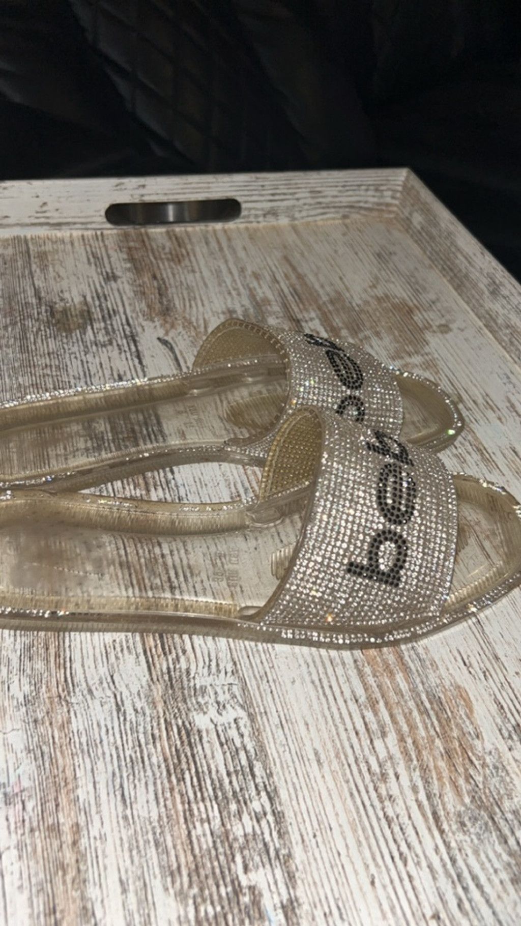 Bebe Women's Bebe Clear Silver Rhinestone Slide Sandals Size 8 Size US 8 / IT 38 - 2 Thumbnail