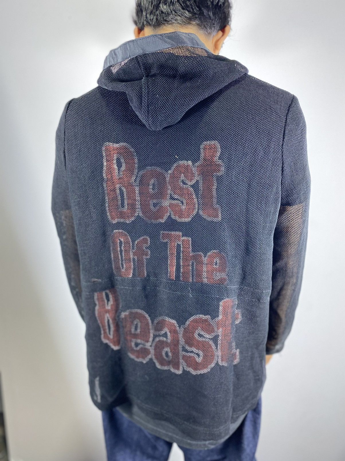 Japane- glitgern Mesh Hoodie button if9was6 style