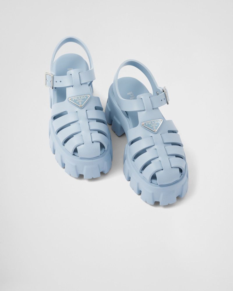 Prada o1B3y1r0426 Foam Rubber Sandals in Light Blue Size US 11 / IT 41 - 5 Thumbnail