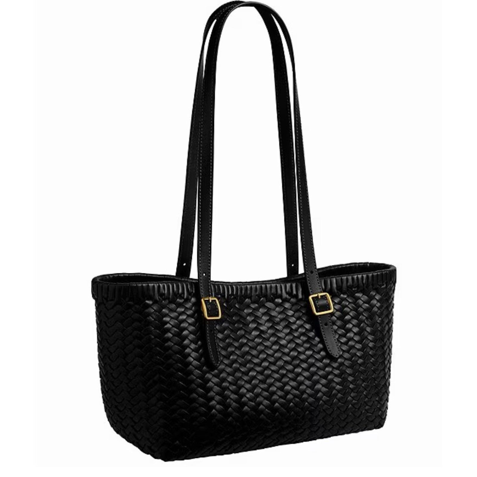 Coach NWT Coach Woven Leather Swing Tote Carryall Bag CBF83 Black Size ONE SIZE - 10 Thumbnail