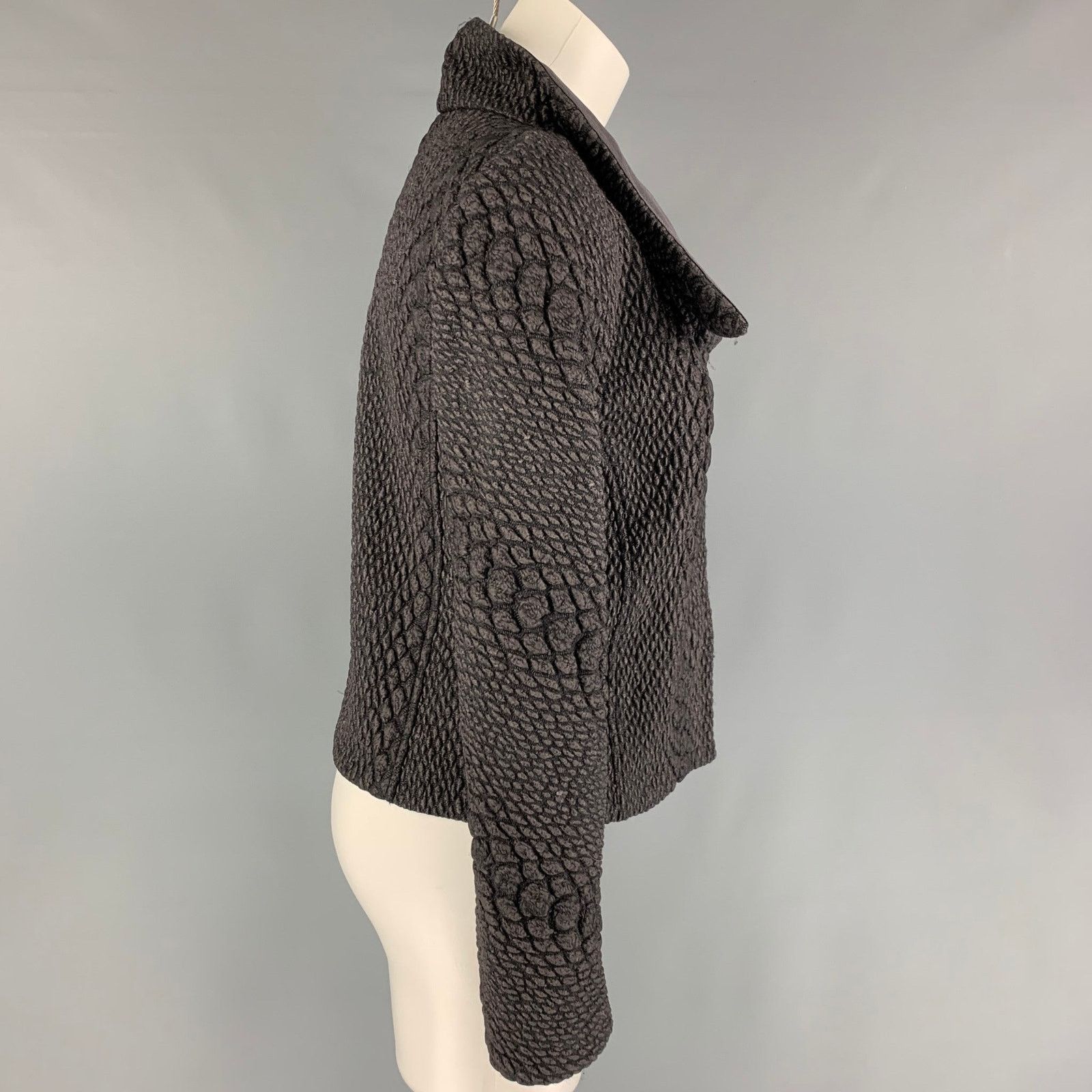 Giorgio Armani Size 4 Charcoal Grey Wool Blend Textured Jacket Size S / US 4 / IT 40 - 2 Thumbnail