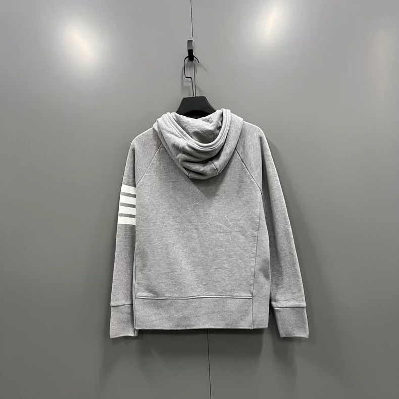 Thom Browne Thom browne Gray four-striped printed zipper hoodie jacket Size US L / EU 52-54 / 3 - 2 Thumbnail