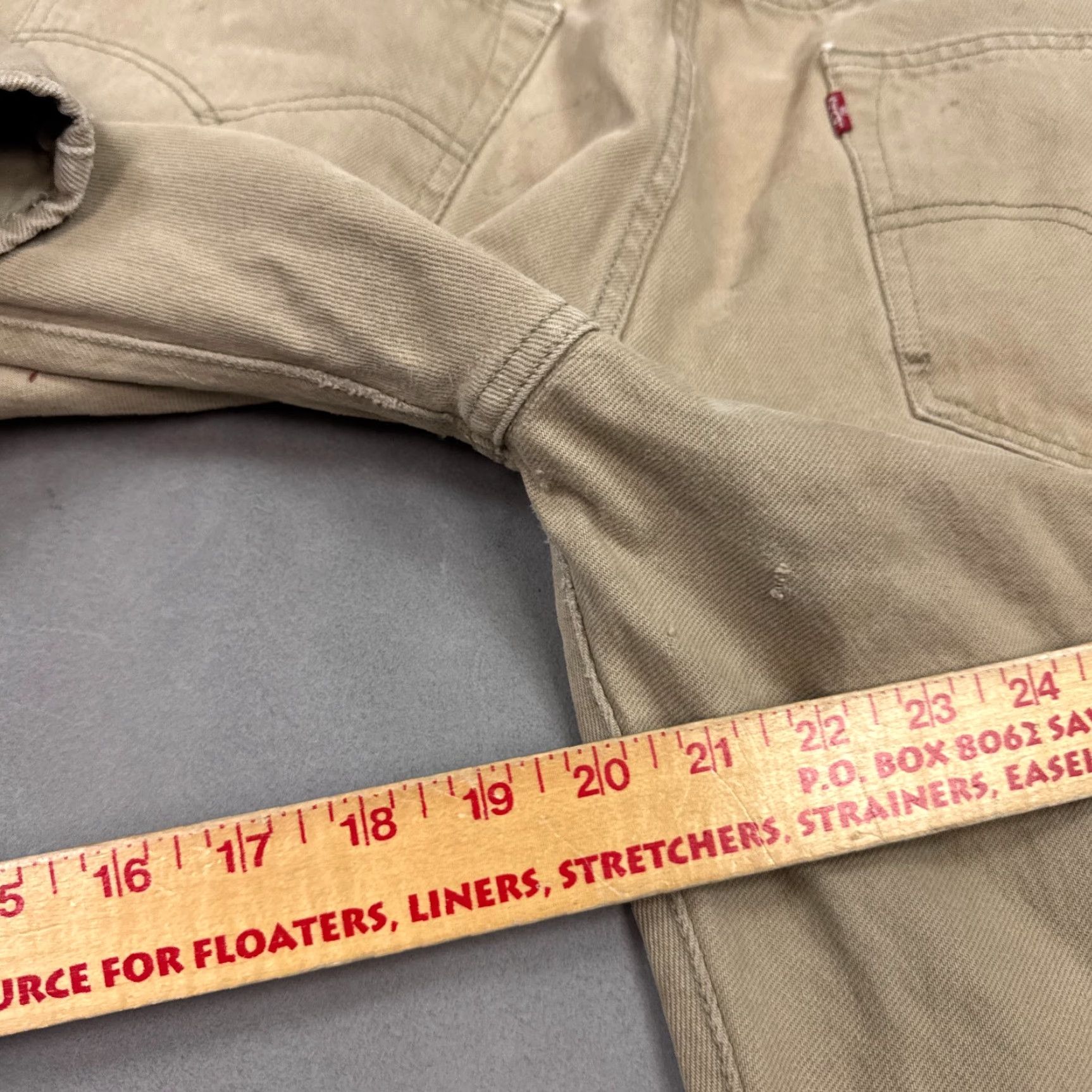 Levi's VINTAGE Levi's 501 Jeans 36x32 Beige Denim Button Fly Thrashed Workwear Distressed Stains Mens Pants 5-Pocket Denim Jeans Regular Fit Cotton Size US 36 / EU 52 - 7 Thumbnail