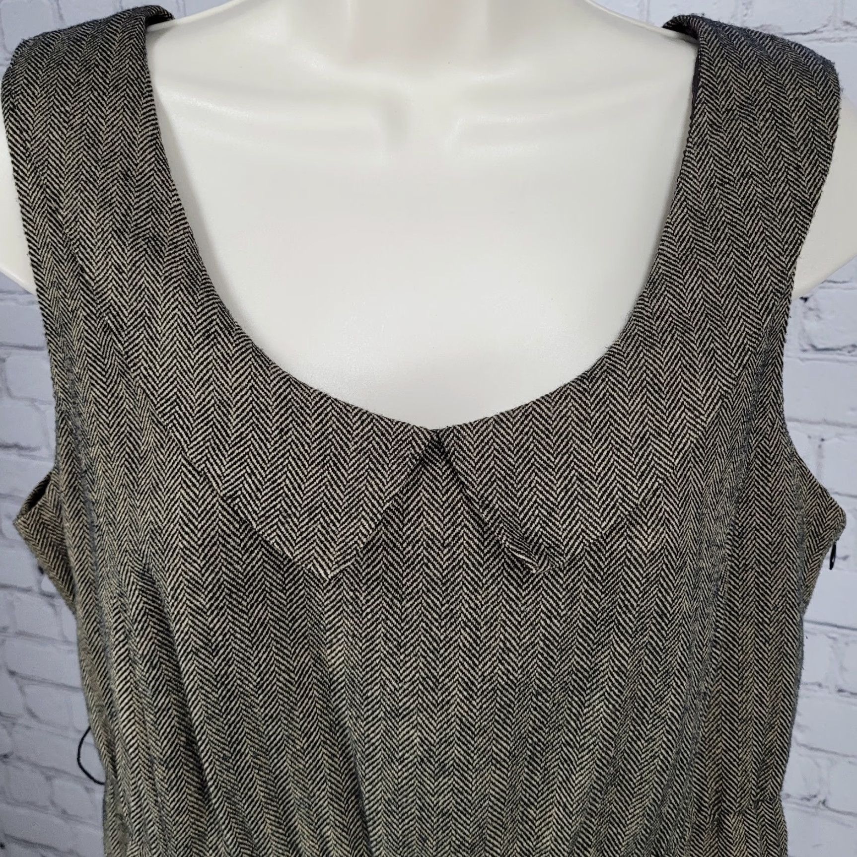 Vintage VINTAGE Soda Blu Brown Wool Blend Herringbone Sleeveless Lined Dress Medium Classic Womens Size M / US 6-8 / IT 42-44 - 4 Thumbnail