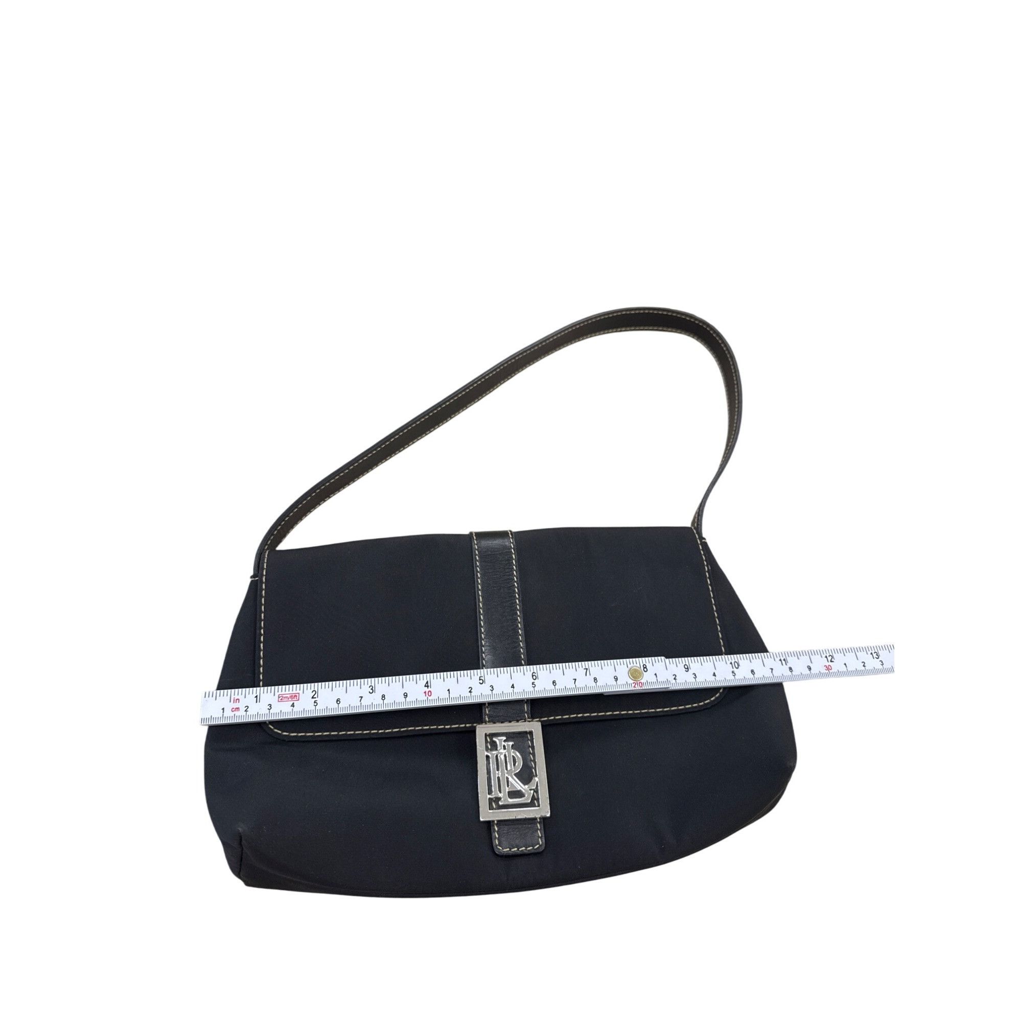 Lauren Ralph Lauren Lauren Ralph Lauren Womens Black Canvas Handbag Purse 7x11 S Size ONE SIZE - 5 Thumbnail