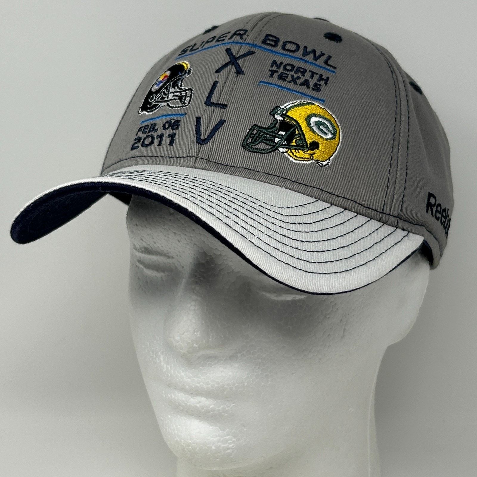 Reebok Super Bowl XLV Hat Baseball Cap Green Bay Packers Gray Size ONE SIZE - 9 Thumbnail