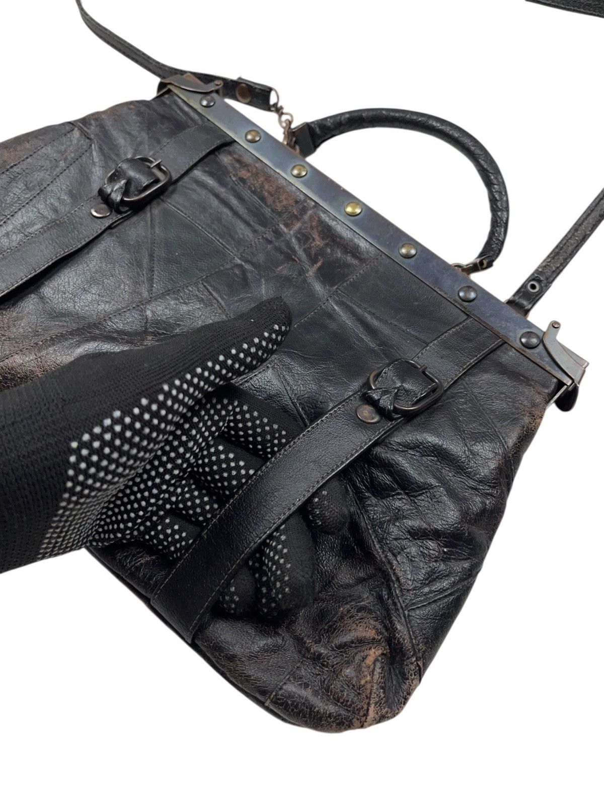 Vintage Vintage Leather Patchwork Shoulder Bag Gothic Avant Garde Size ONE SIZE - 3 Thumbnail