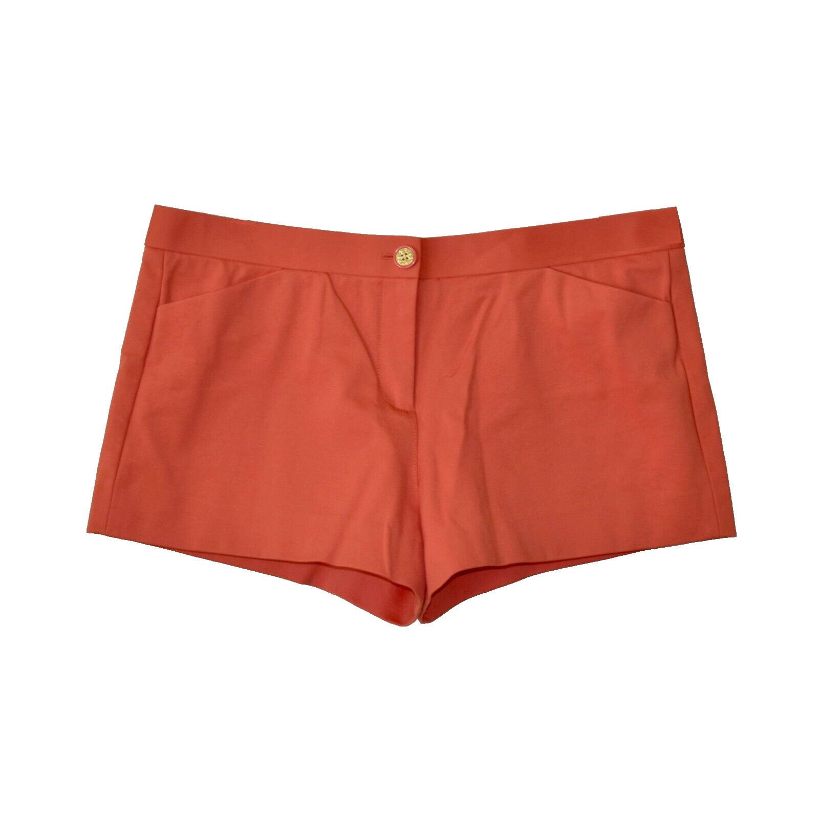 Tory Burch TORY BURCH Signature Gold Button Orange Mini Shorts Size XL Size 38" / US 16 / IT 52 - 1 Thumbnail