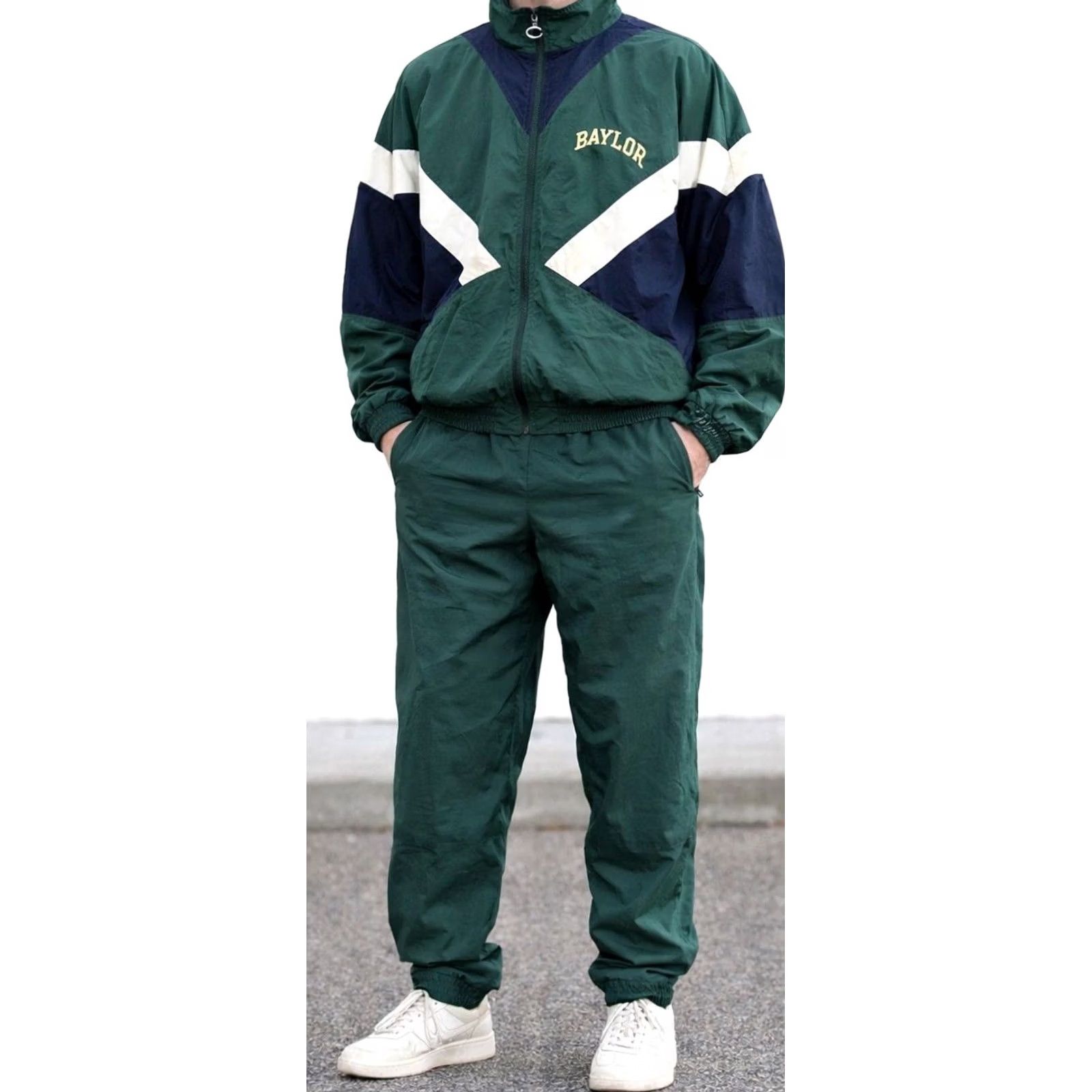 Champion VINTAGE Champion Baylor University Tracksuit Mens M Green Windbreaker Set Y2K Size US 31 - 2 Thumbnail