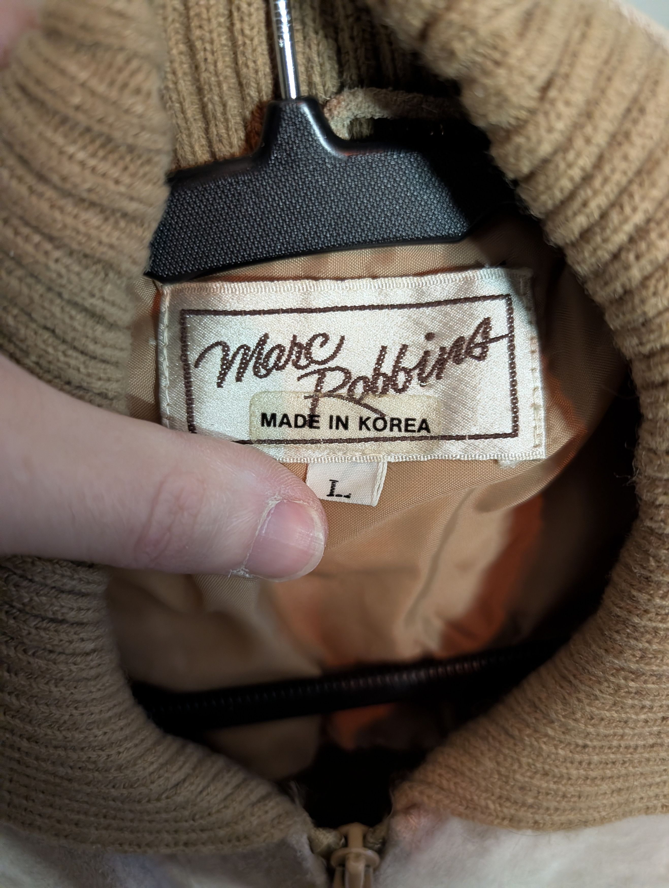 Other MARC ROBBINS vtg suede leather knit insert bomber jacket Size US L / EU 52-54 / 3 - 10 Thumbnail