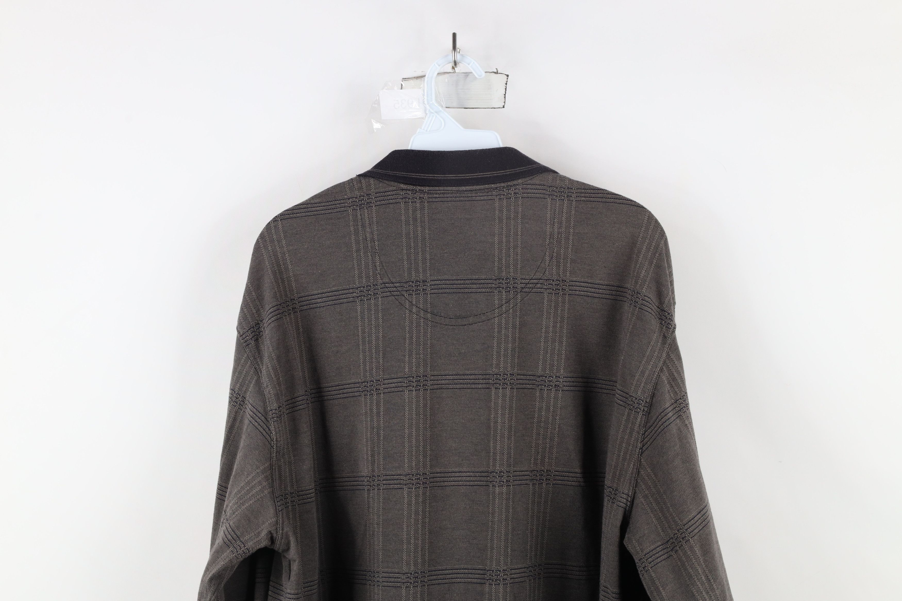 Vintage Vintage 90s Streetwear Checkered Collared Long Sleeve Polo Size US XL / EU 56 / 4 - 9 Thumbnail