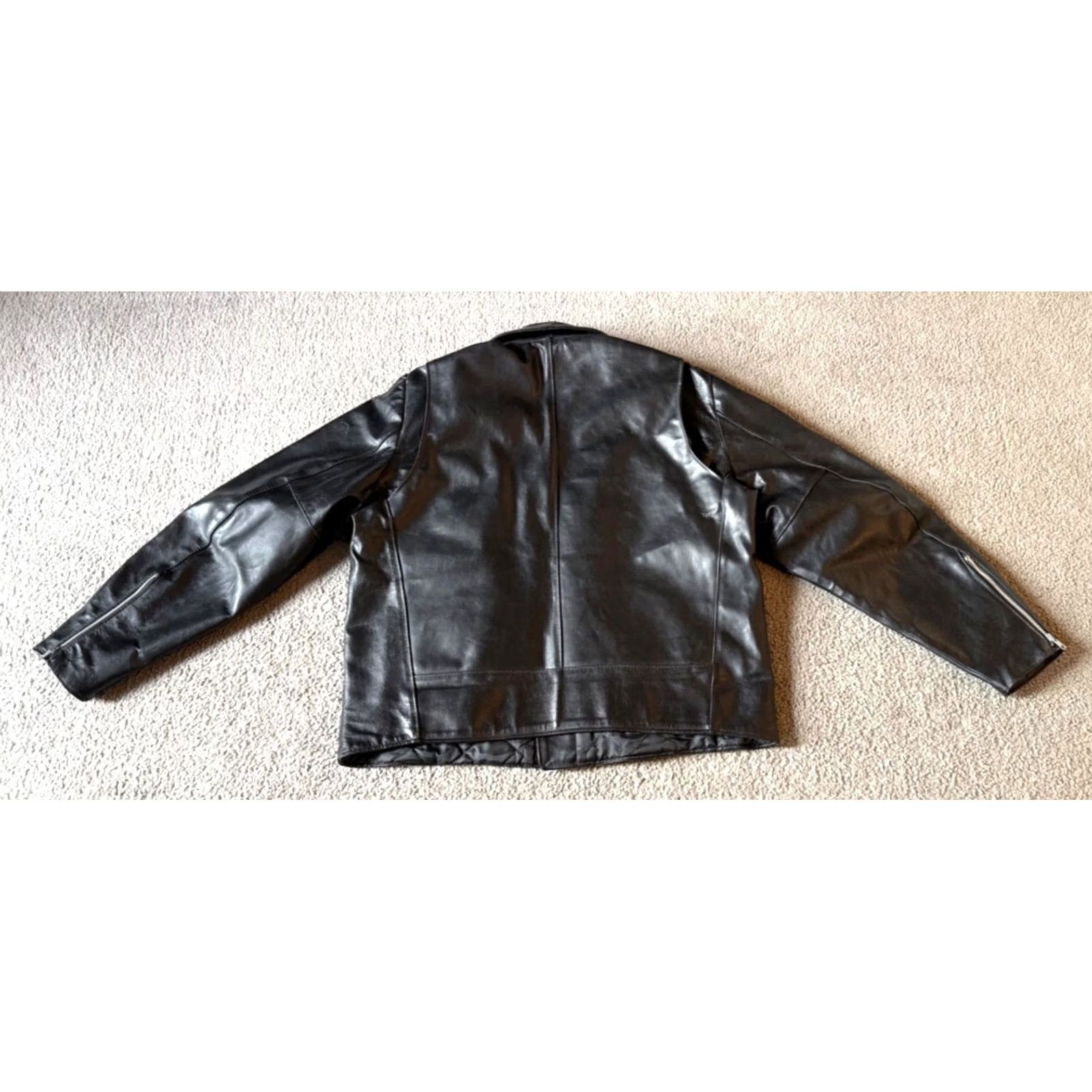 Sears VINTAGE Sears The Leather Shop Leather Biker Jacket Mens 48 Tall Black 70s Size US M / EU 48-50 / 2 - 2 Thumbnail