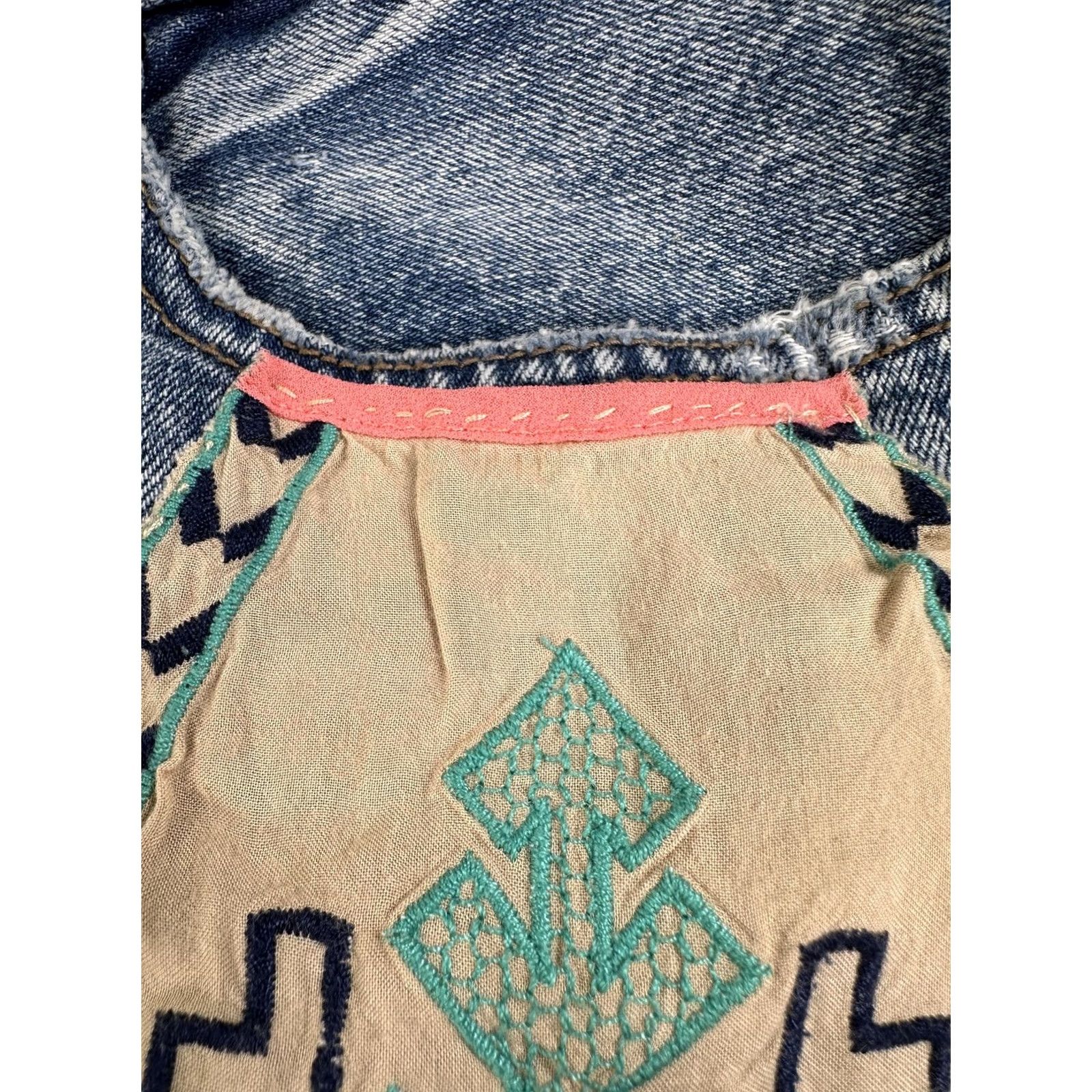American Eagle Outfitters VINTAGE American Eagle Outfitters Jeans Womens 4 Blue High Rise Distressed Lace Mom Embroidered Pockets Bohemian 90s Womens Size 27" / US 4 / IT 40 - 4 Thumbnail