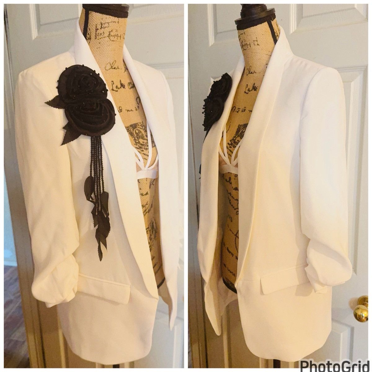Zara ZARA Beaded Broch Detailed Oversized Open Blazer Size XS / US 0-2 / IT 36-38 - 2 Thumbnail
