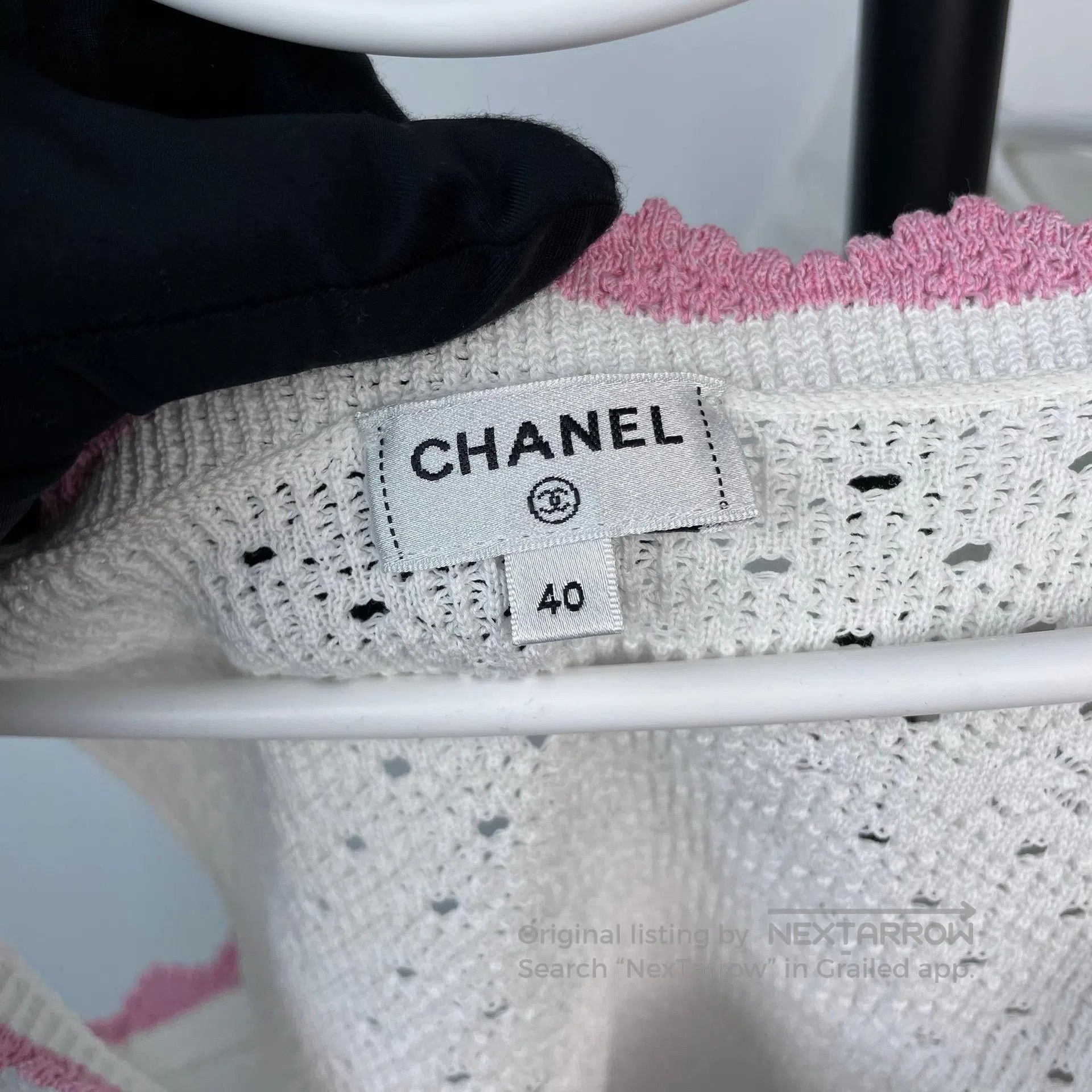 Chanel Chanel Pink and White Lace Knit Vest Half Skirt| Size 37" - 5 Thumbnail