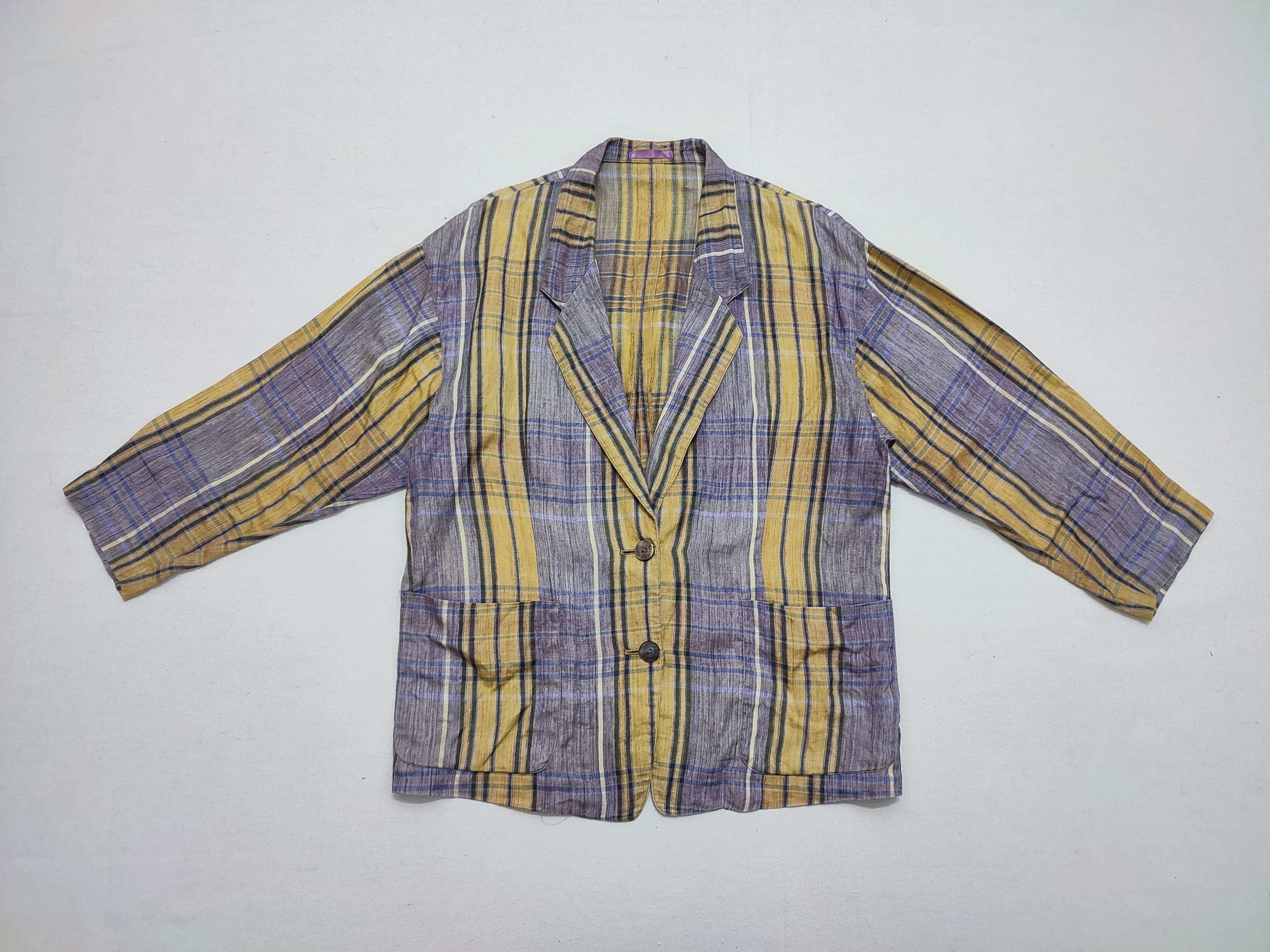 Burberry Burberrys Women Linen Plaid Blazer Size ONE SIZE - 1 Thumbnail