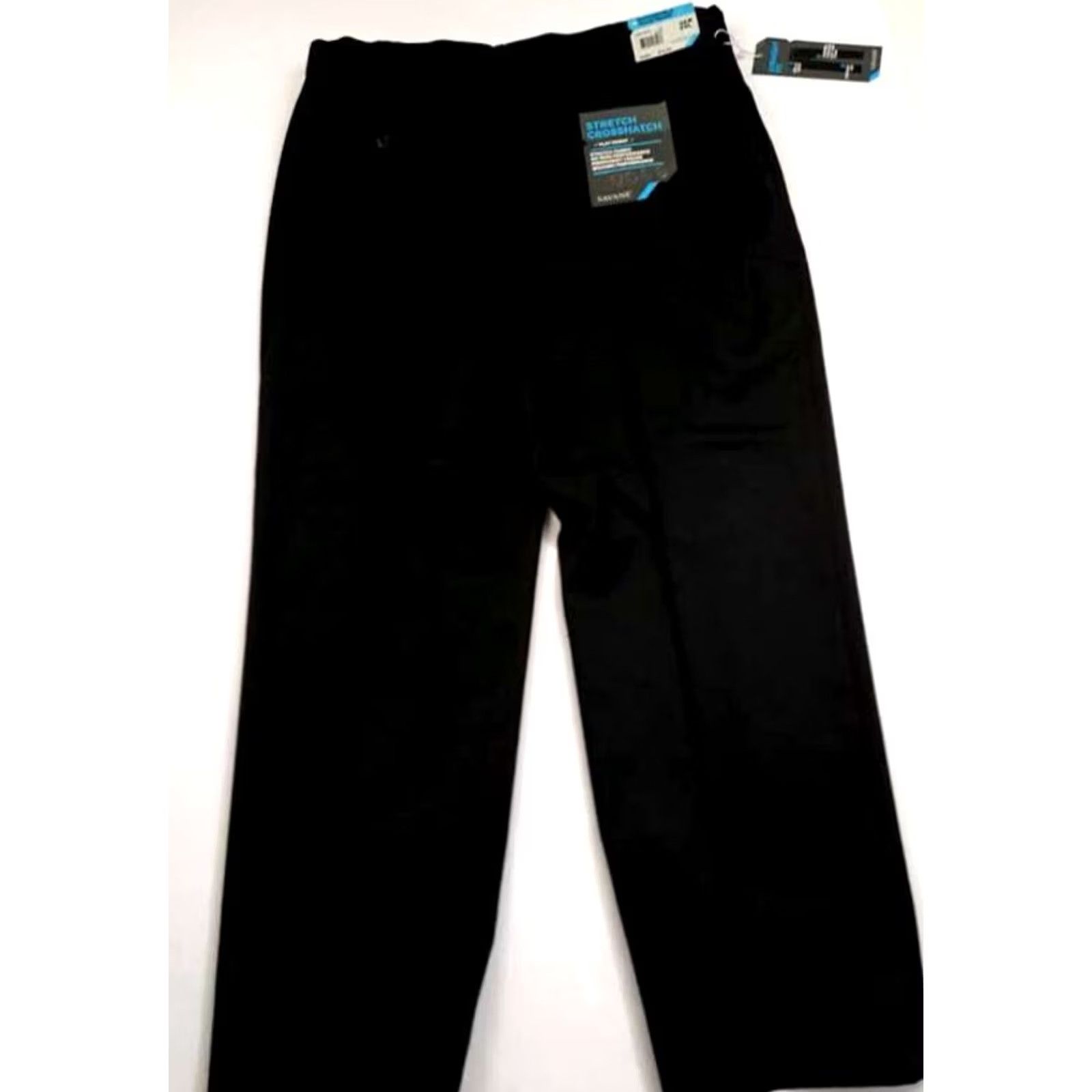 Vintage Crosshatch Savane Stretch Black Pants 34-29 Flat Front 90s Mens Regular Strait Fit XS? Size US 31 - 8 Thumbnail
